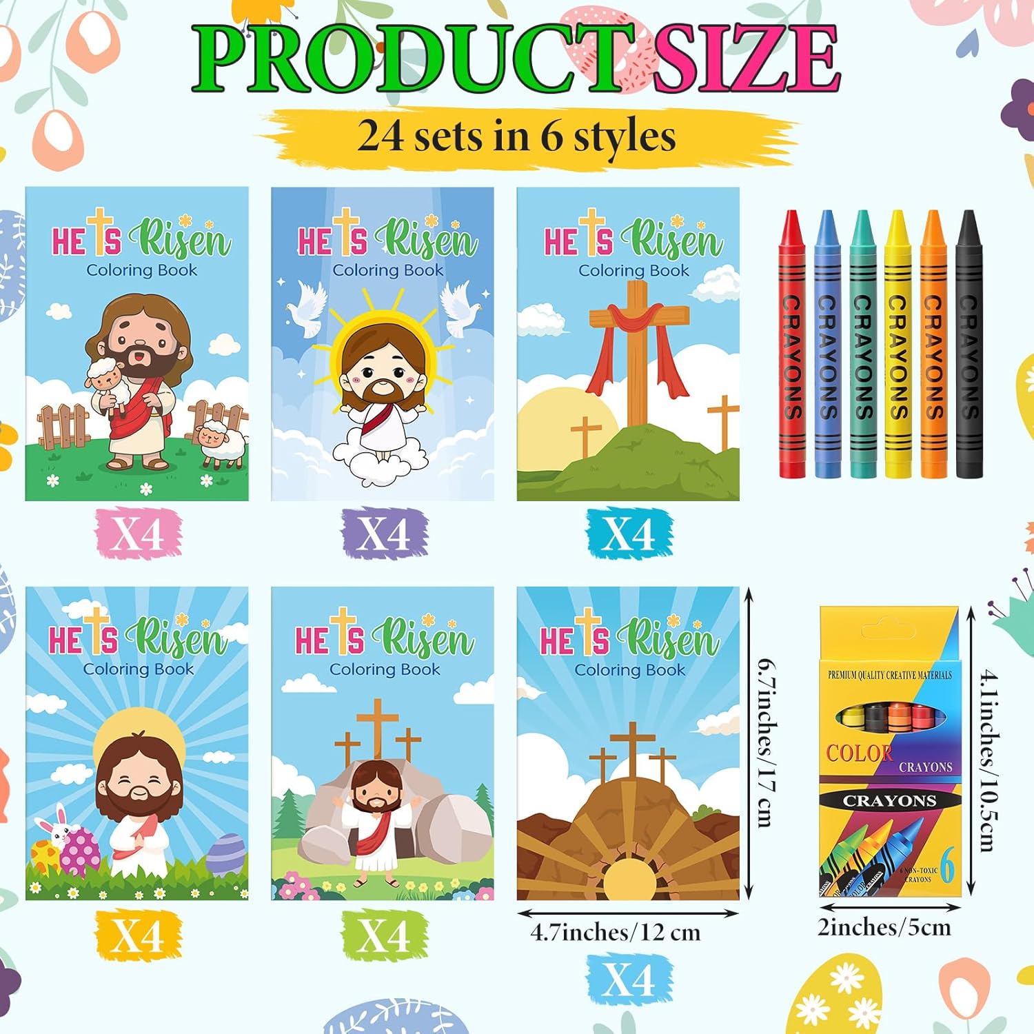 Gilprop 336pcs Christian Coloring Books with Crayons for Kids Easter Mini Coloring Book Bulk Religious Bible Story Activity Gift for Sunday School Church Basket Stuffer DIY Party Favor Craft (Jesus)