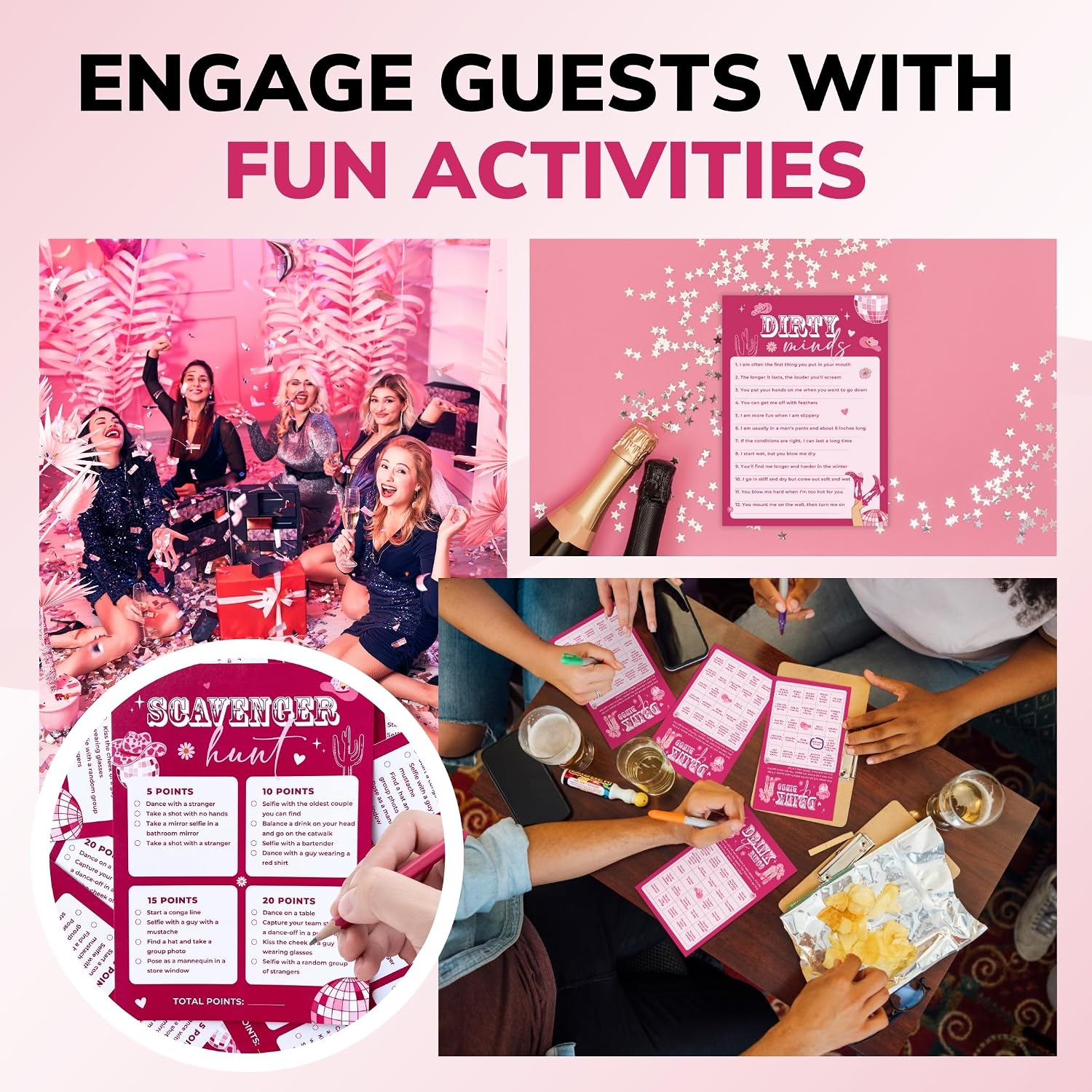 Stofinity Funny Bachelorette Party Games - Bachelorette Games For Parties Scavenger Hunt, Bach Game Bachelorette Bingo Card Games For Bridal Shower Game