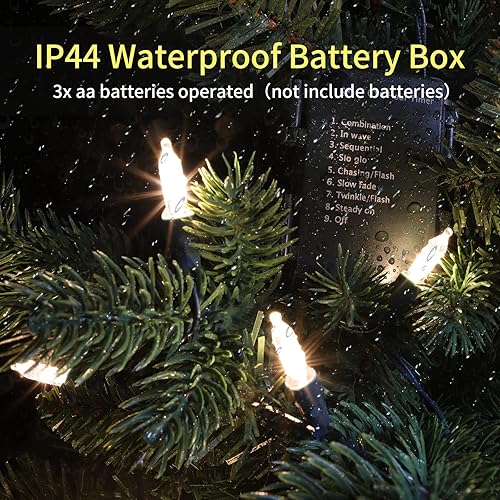 Vista 32 de 50LED C6 luces, cable verde, caja de batería impermeable, múltiples funciones, temporizador, blanco cálido Blanco cálido C6