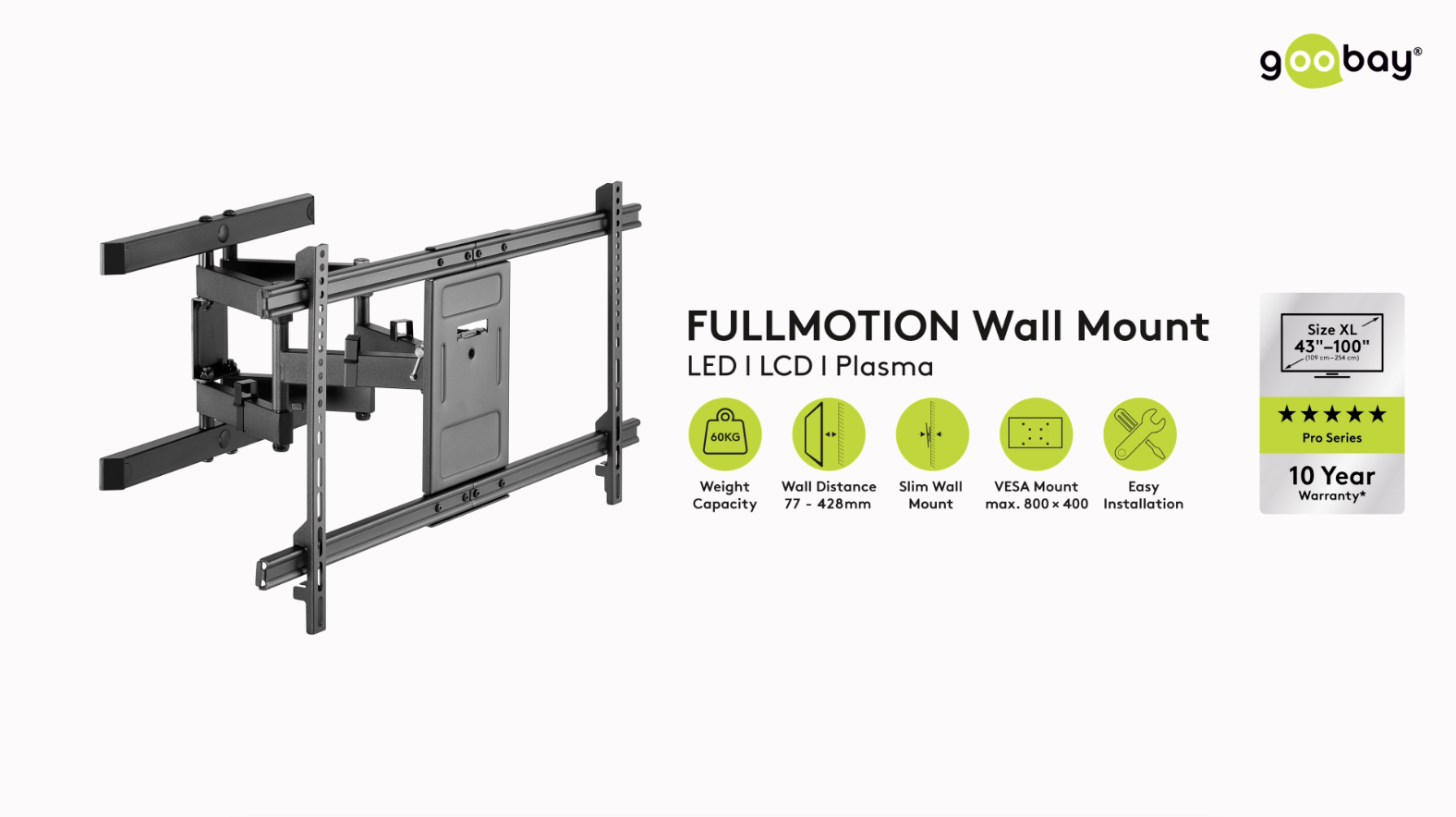 Soporte De Pared Fijo Deltaco Para TV De Hasta 55 Pulgadas - Soporta 40 Kg, VESA 200x200 A 400x400, Plateado
