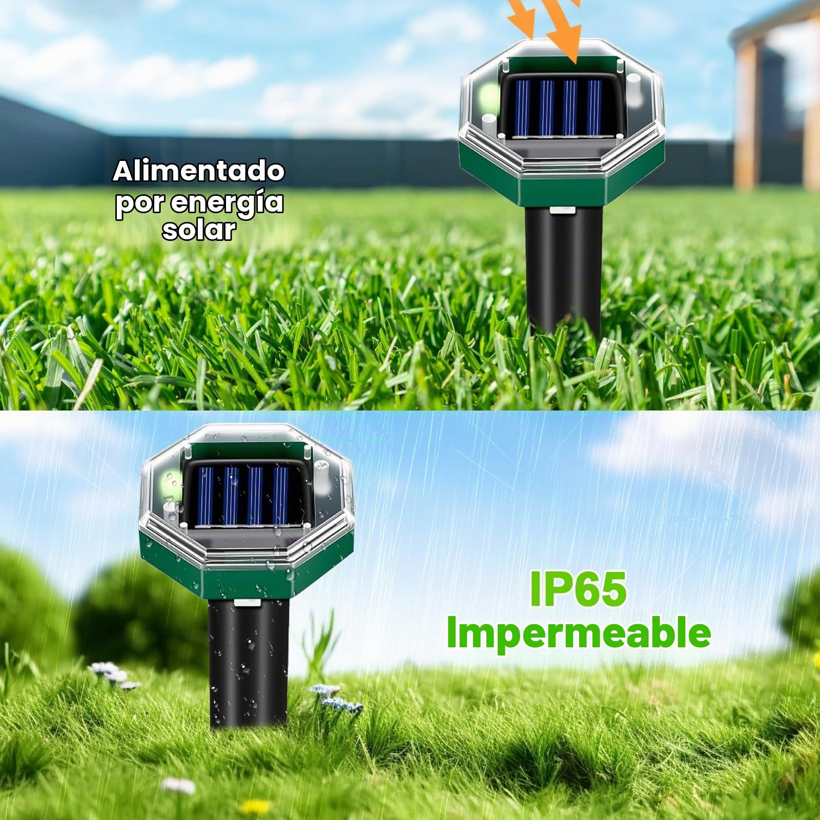 Ahuyentador de Topos,Repelente de Topos Ultrasonido Exterior,Solar Impermeable Ultrasónico de Ratas,Ecológico Ratones y Serpientes, per Césped, Patio y Jardín (8 Paquete)