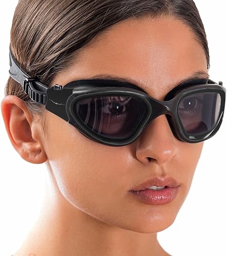 Miniatura 49 de AqtivAqua DX - Gafas de natación con visión amplia para adultos, hombres y mujeres, antiempañamiento y sin fugas Gafas blancas y rosas + estuche