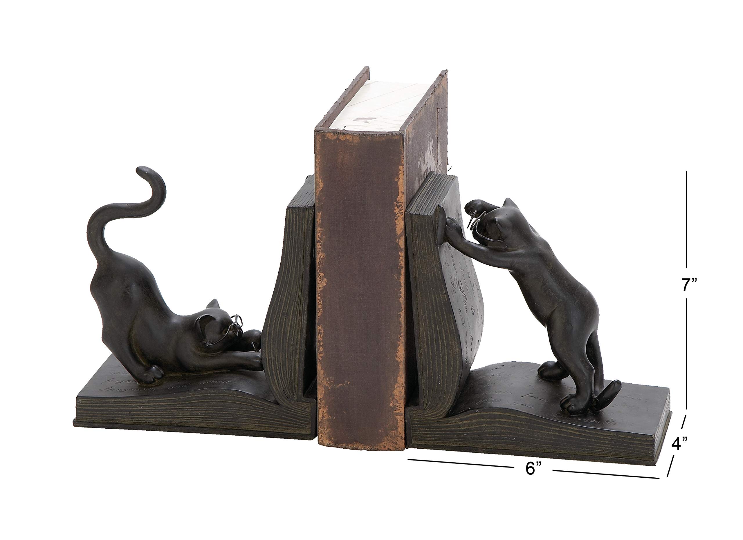 Deco 79 Gato de Polystone sujetalibros Par para Libros Lovers- (44690)