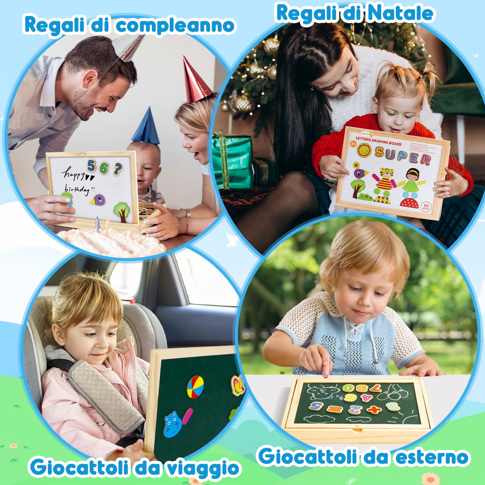Giochi Bambini 2 Anni Puzzle Magnetico Legno-Lavagna Magnetica per Bambini Giochi Montessori Educativi Bambina 2 Anni Lavagnetta Magnetica Pasqua Giochi Legno Regalo Bambini Bambina 2 3 Anni