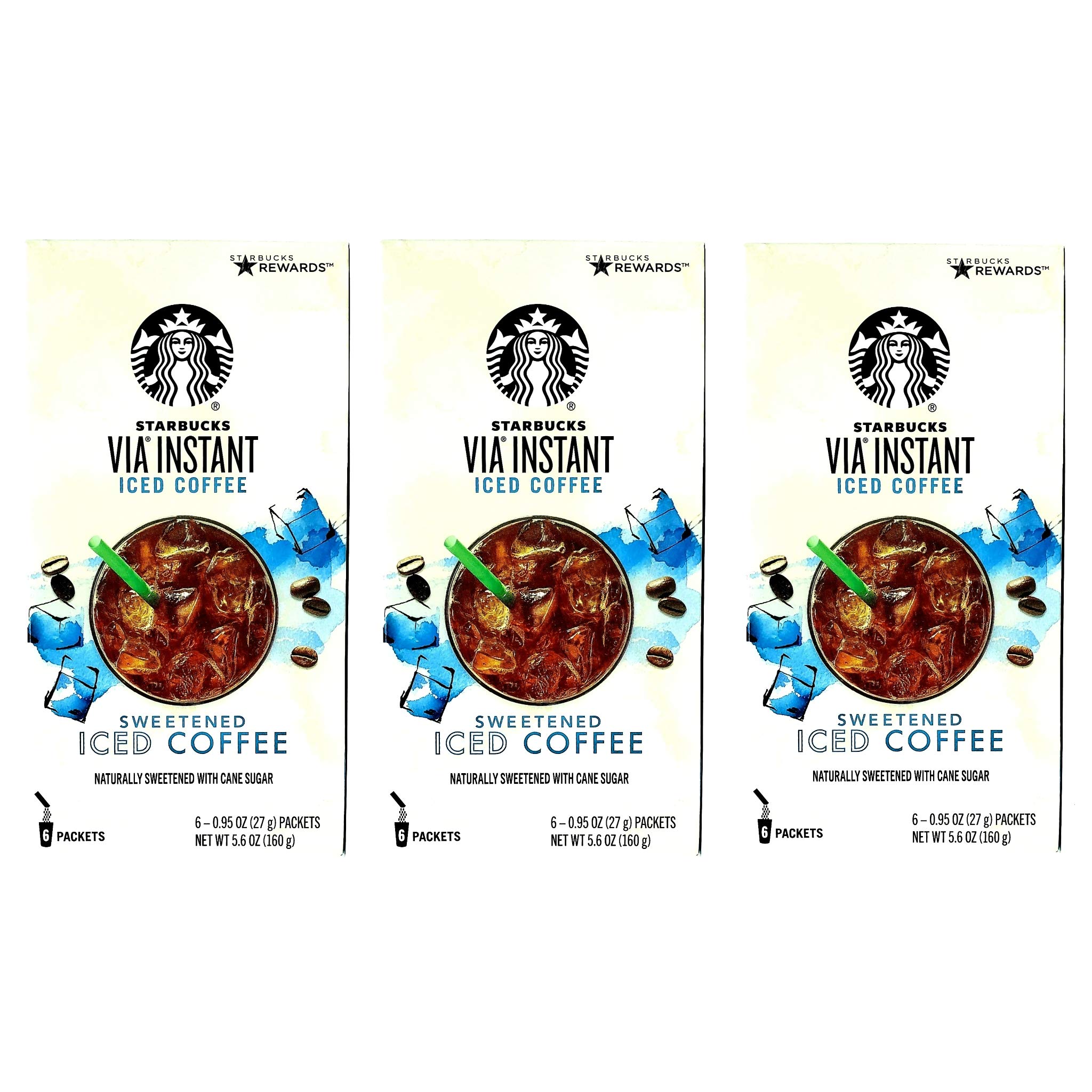Buy Starbucks Via Instant Coffee Sweetened Iced Coffee Pack of 3 Boxes 18 Packets Total 6