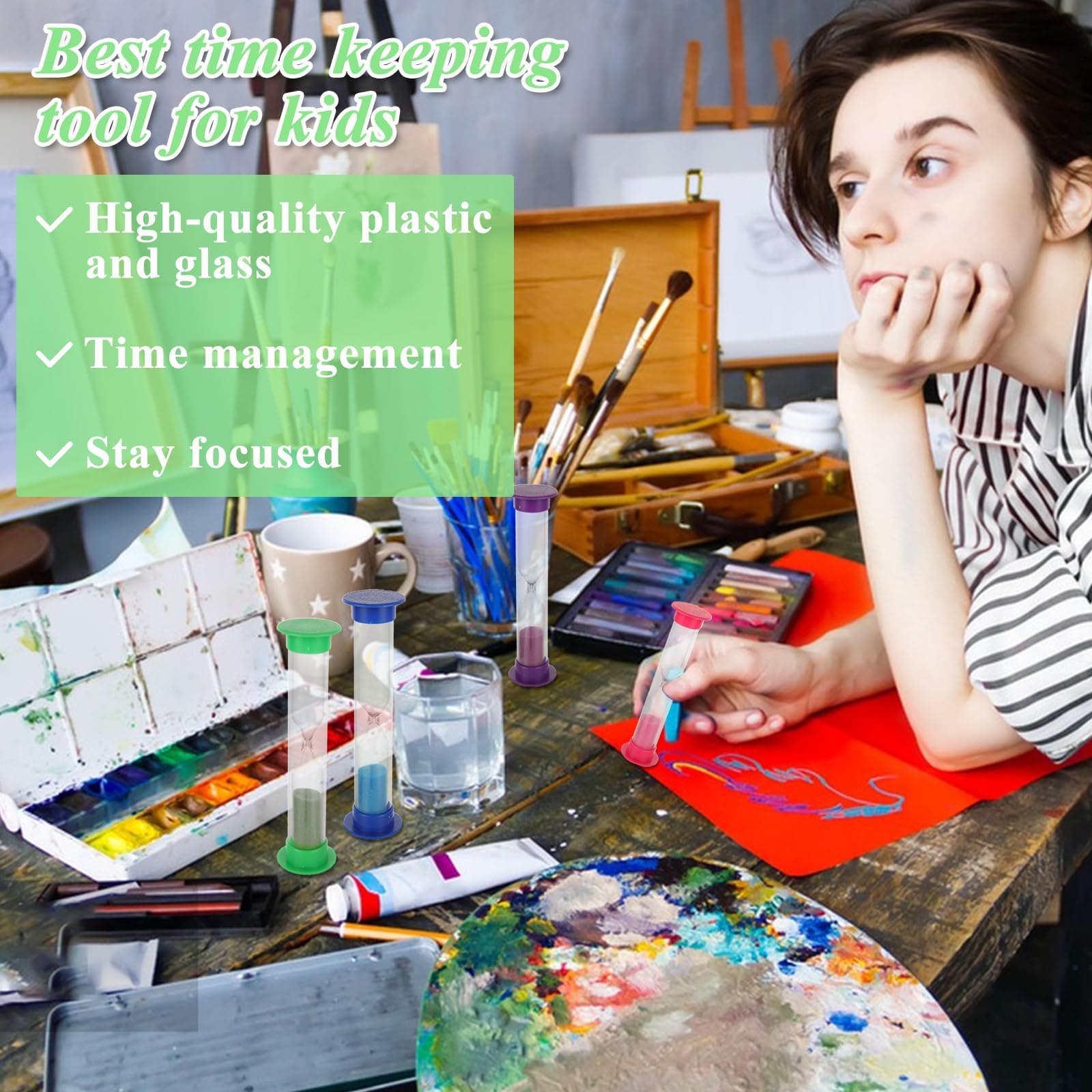 WOPPLXY 48 timer a sabbia da 2 minuti, orologio colorato a clessidra, timer a clessidra in plastica, piccole ore di orologio in plastica per l'apprendimento in classe