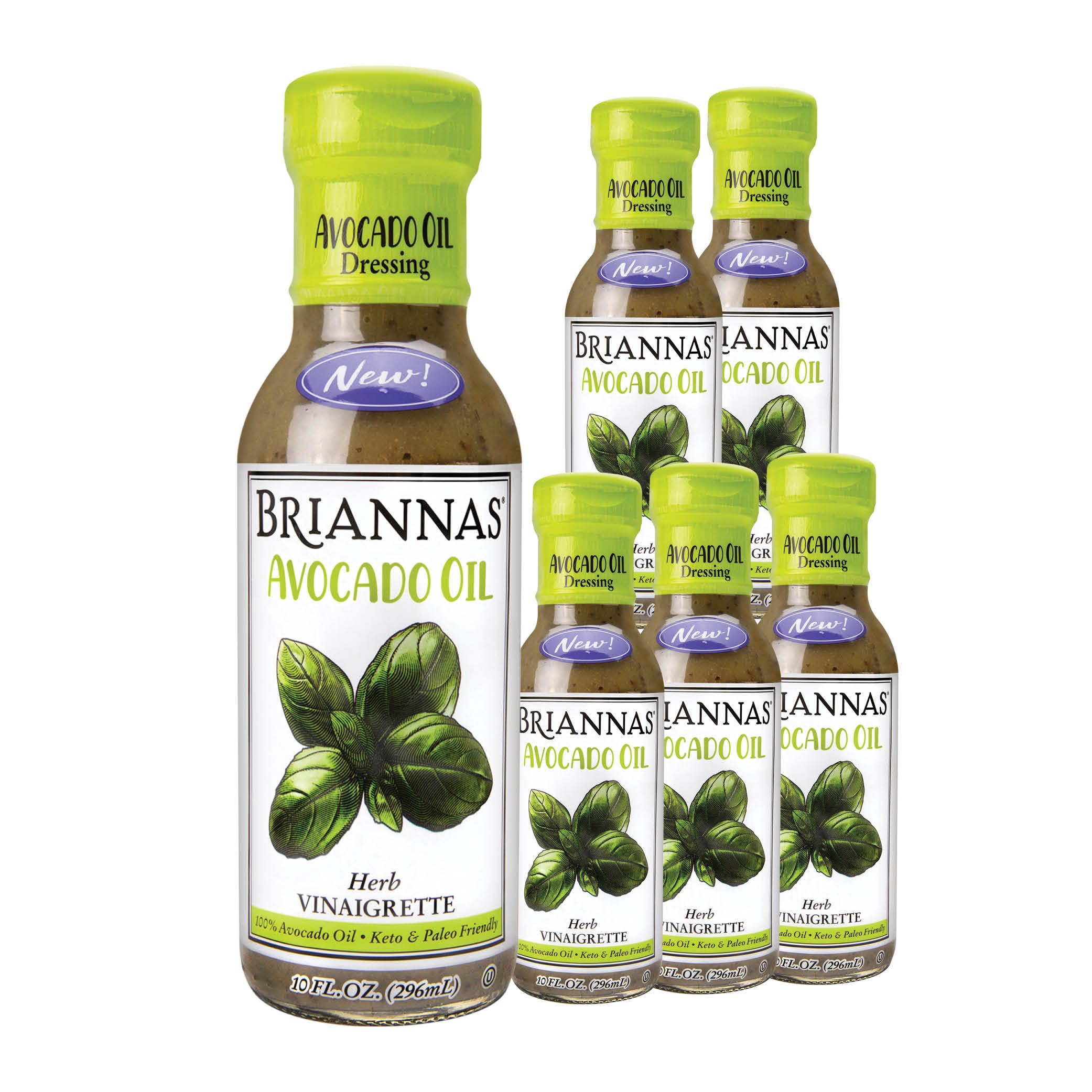 BRIANNAS - Avocado Oil Herb Vinaigrette Dressing - Nutrient Rich, Low Sodium, Keto & Paleo Friendly Salad Dressing made with 100% Avocado Oil - 10 oz. Bottles - 6 Pack
