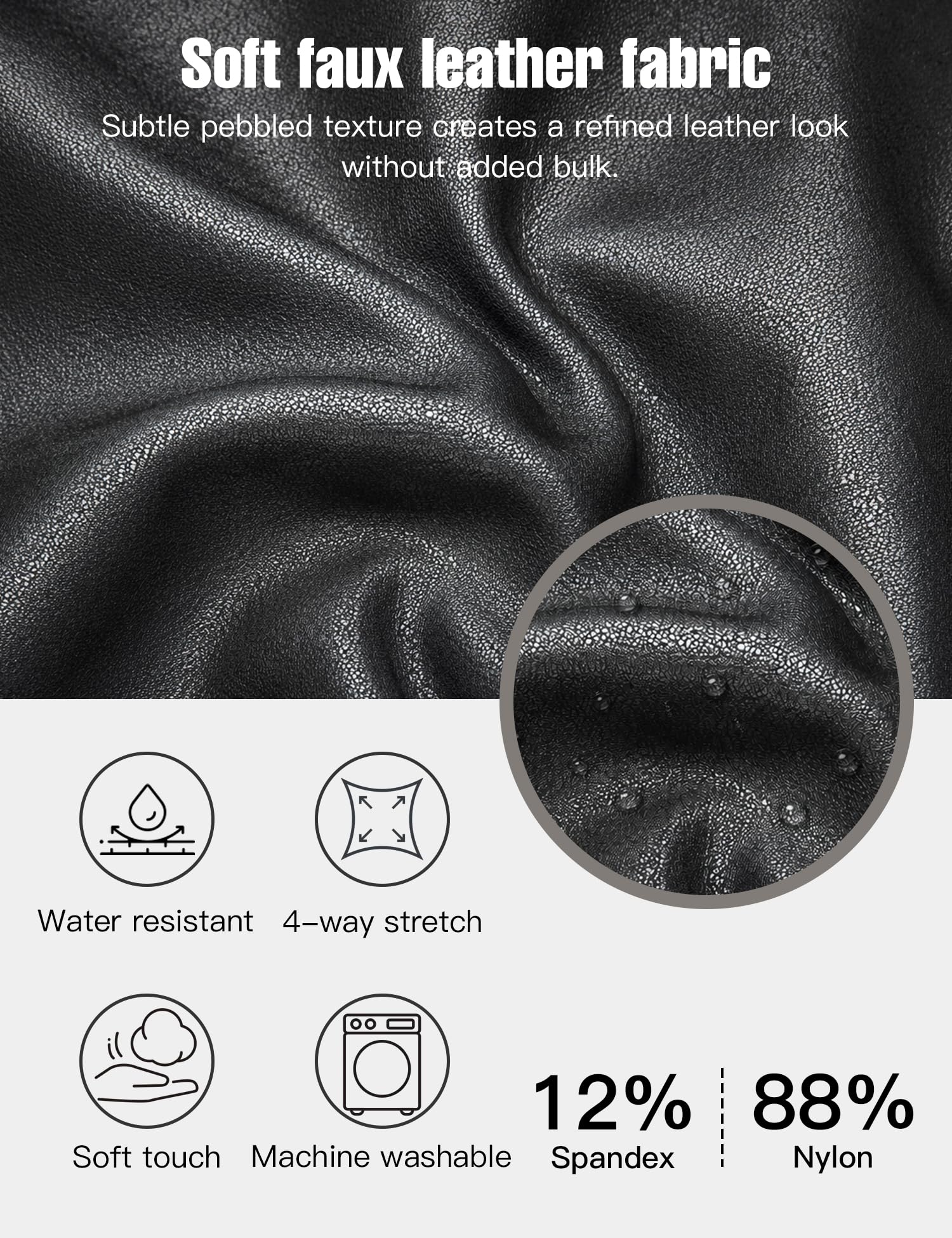 Tagoo Kunstleder-Leggings für Damen, Bauchkontrolle, elegante Leggings, hohe Taille, Kunstlederhose, Disco-Outfits