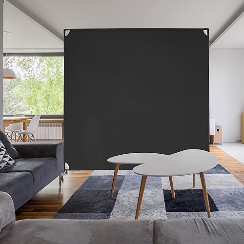Miniatura 3 de Spurgehom Divisor de sala rodante de un solo panel de 6 pies, pantallas de privacidad de partición con ruedas, panel de habitación de tela Negro