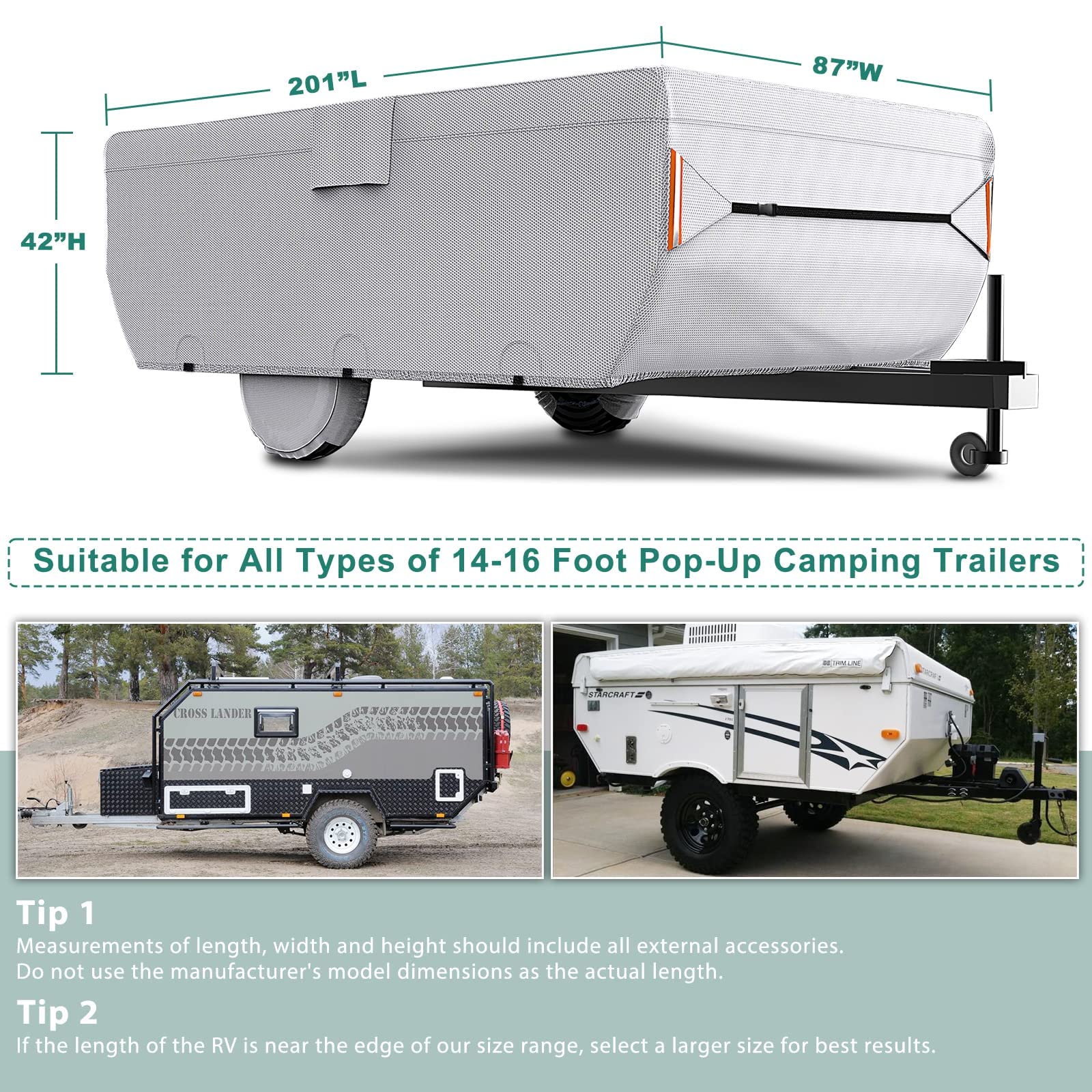 UK Custom Covers PCT856SILVERAD3 Pop Up Anhänger Abdeckung, Wasserdicht