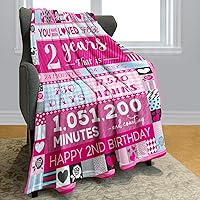 Vista 2 de Pink Love Rose Elements - Manta de cumpleaños para niña de 2 años, 50 x 60 pulgadas, moderna, multiusos, lavable a máquina