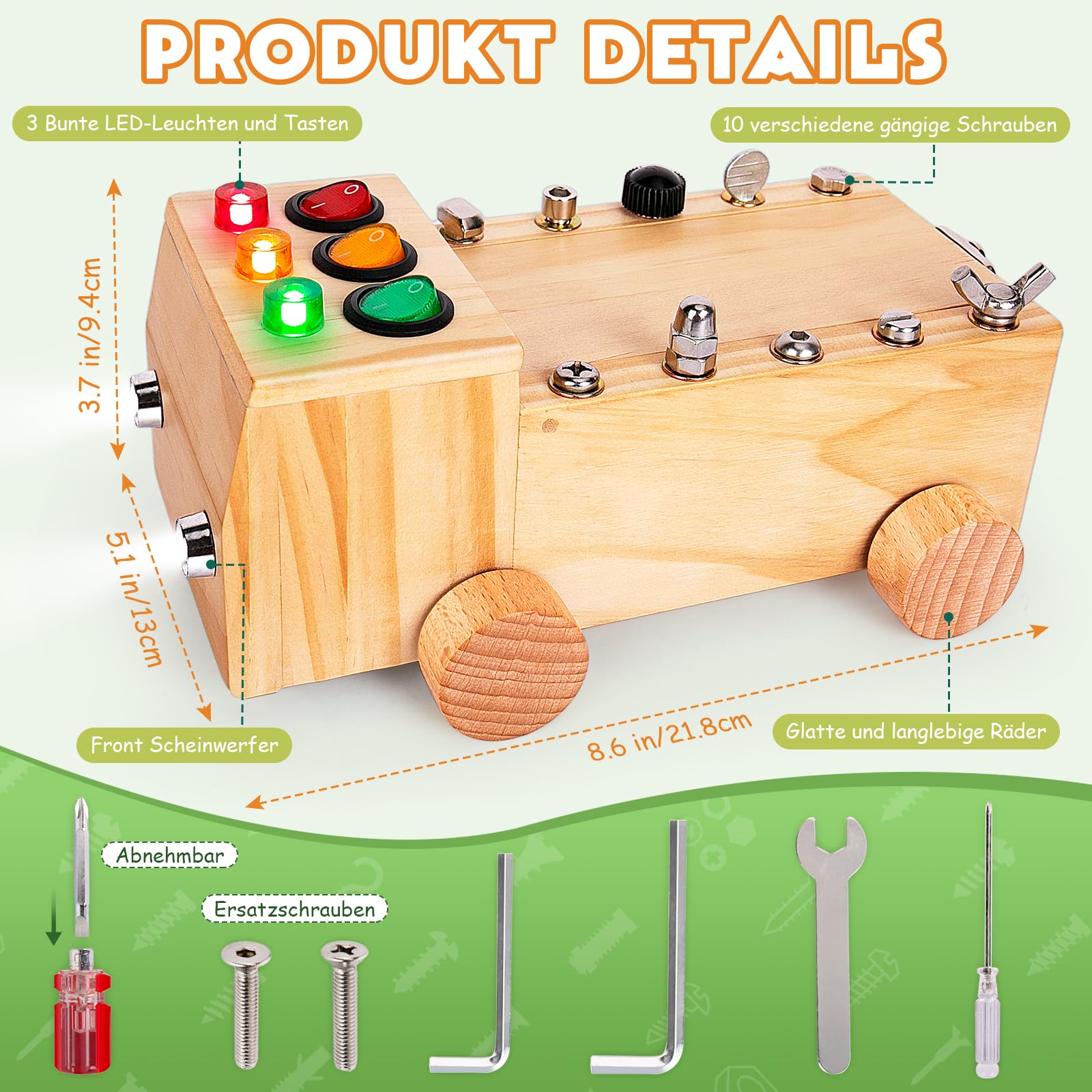 Montessori Schraubendreher Brett, Montessori Spielzeug ab 2-6 Jahre, Montessori Busy Board, Holzspielzeug Motorikspielzeug, Lernspielzeug für Babys Kleinkinder Jungen Mädchen