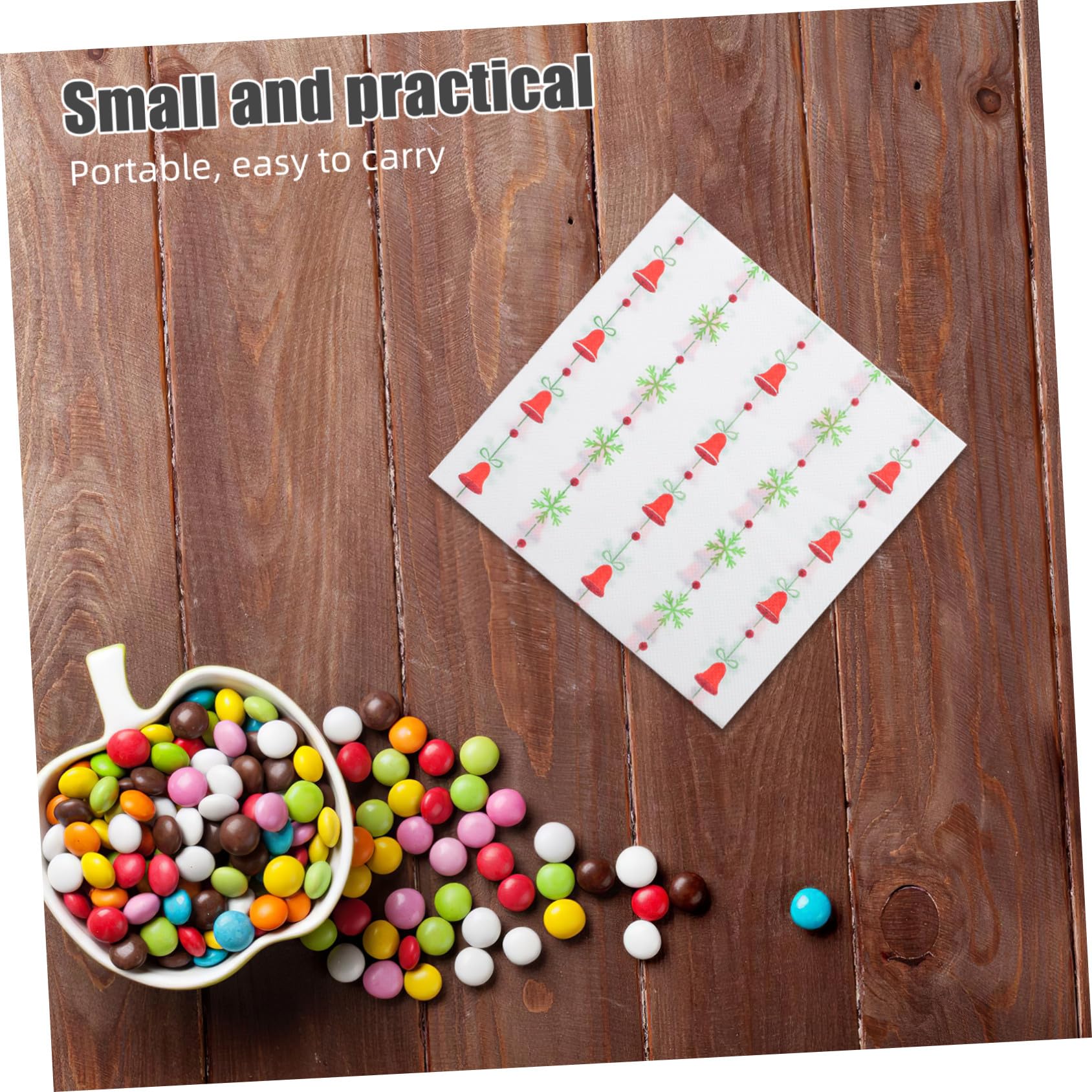120piezas Servilletas Navideñas de Papel Estampado de Campanas Estilo Retro Servilletas de Cena Desechables para Decorar Fiestas de Invierno y Celebraciones