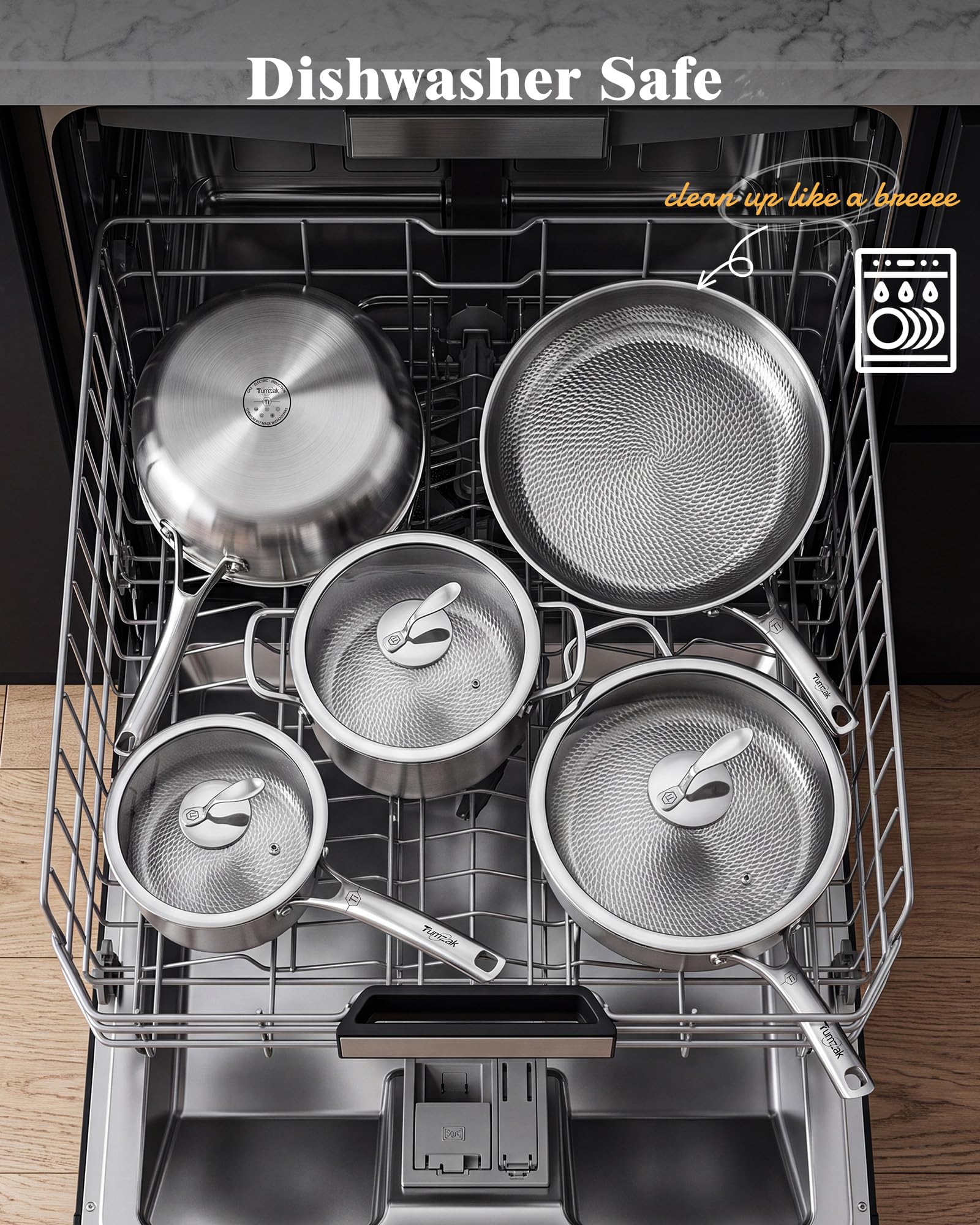 Tumzak Titanium Cookware Set - 8 Piece Non-Stick -7