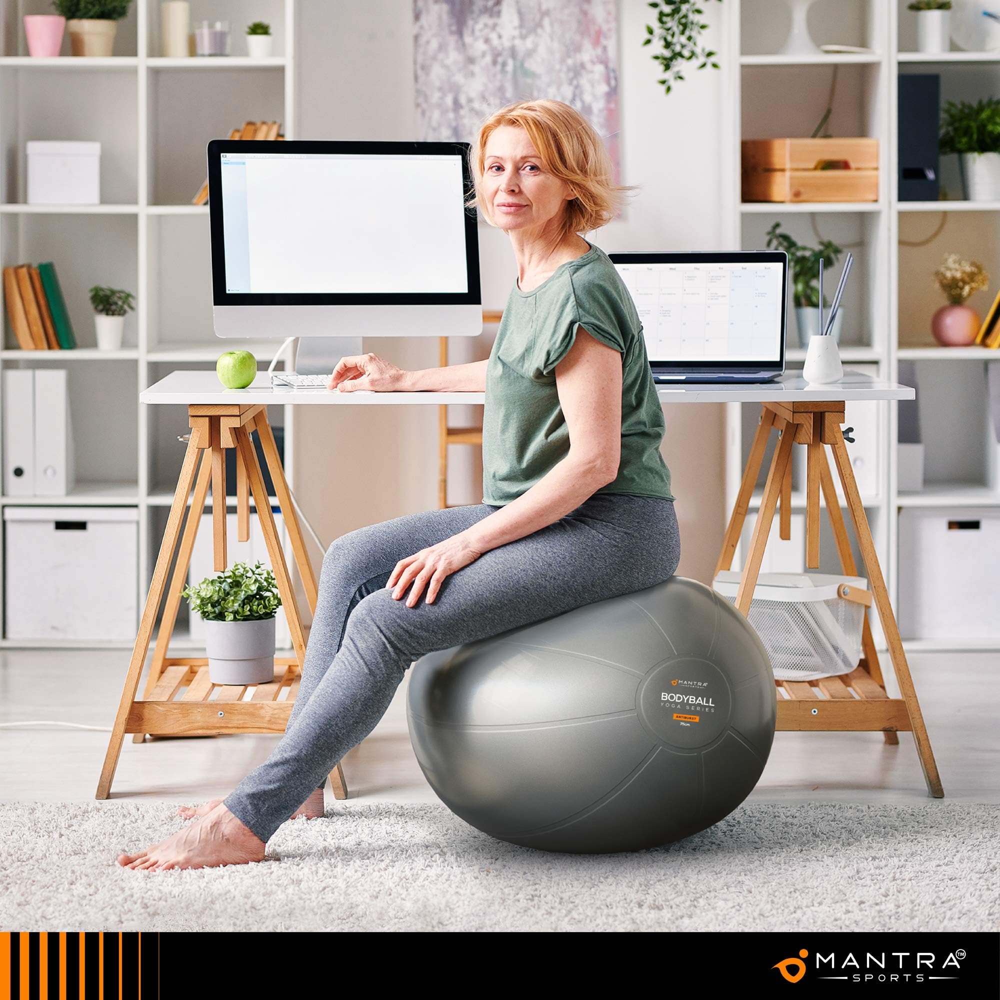 Palla da yoga, pilates, fitness, gravidanza, stabilità, equilibrio, riabilitazione, allenamento, casa, palestra, ufficio, sedia con pompa rapida inclusa