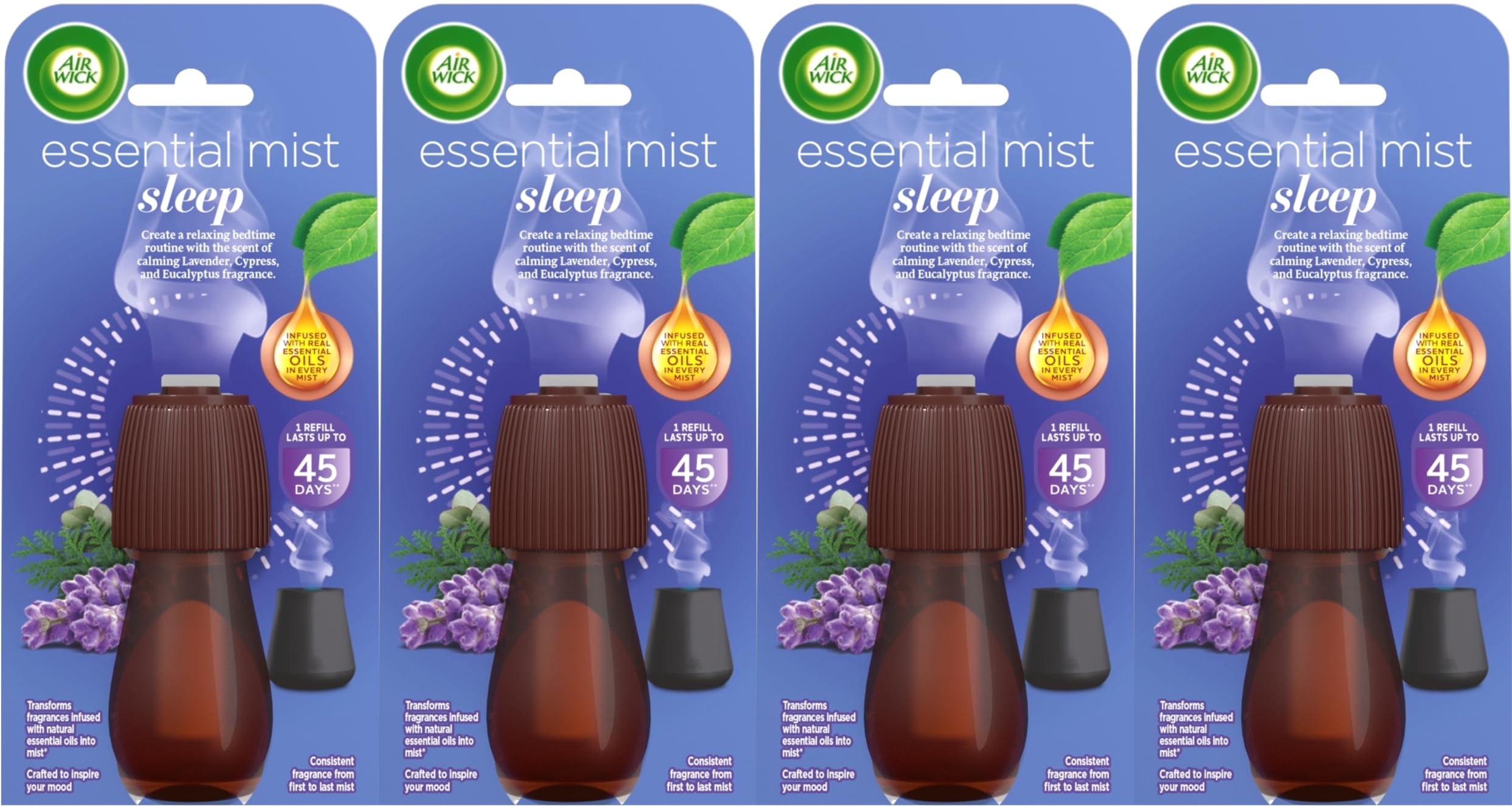 Air Wick Essential Mist Refill, Sleep, Pack 4 x 20ml, Natural Essential