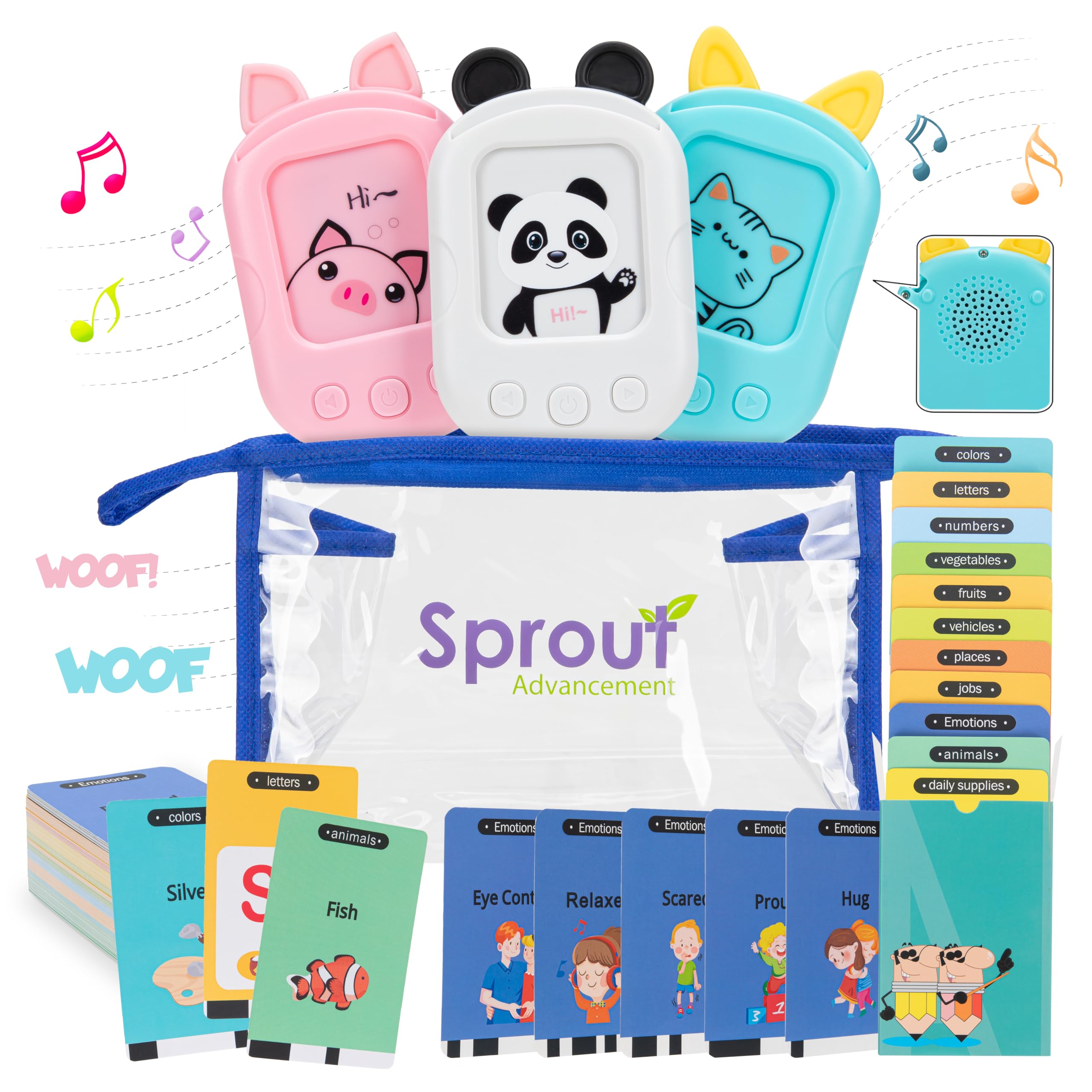 Talking Flash Cards for Toddlers | New Slim Design Waterproof Bag | Learning Toys for Speech Therapy | Autism Toys with 50% Thicker Cards | 224 Sight Words | Flash Cards for Toddlers 1-3 (Pink Pig)