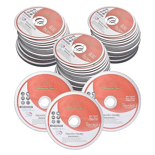 Paquete de 100 ruedas de corte de 5 pulgadas para discos de corte de metal y acero inoxidable para amoladoras angulares de 5 x 0.040 x 78 pulgadas
