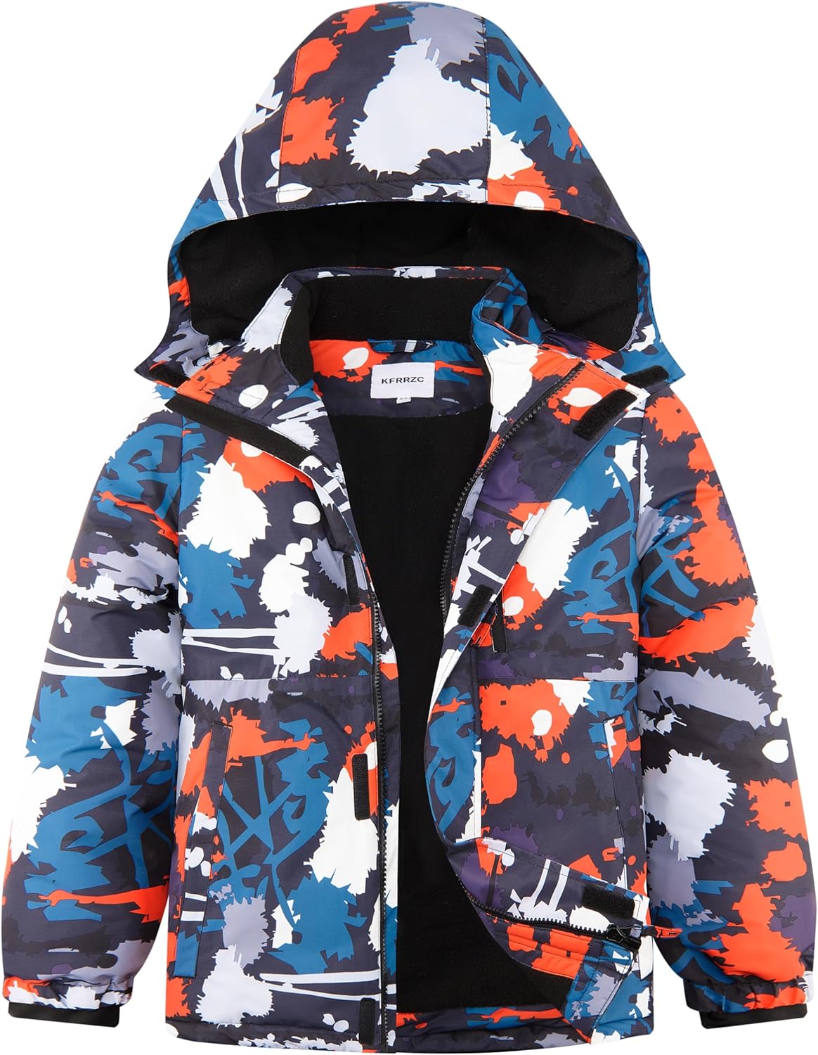 Boys Winter Waterproof Ski Jacket Kids Fleece Lined Warm Snow Coat with Detachable Hood