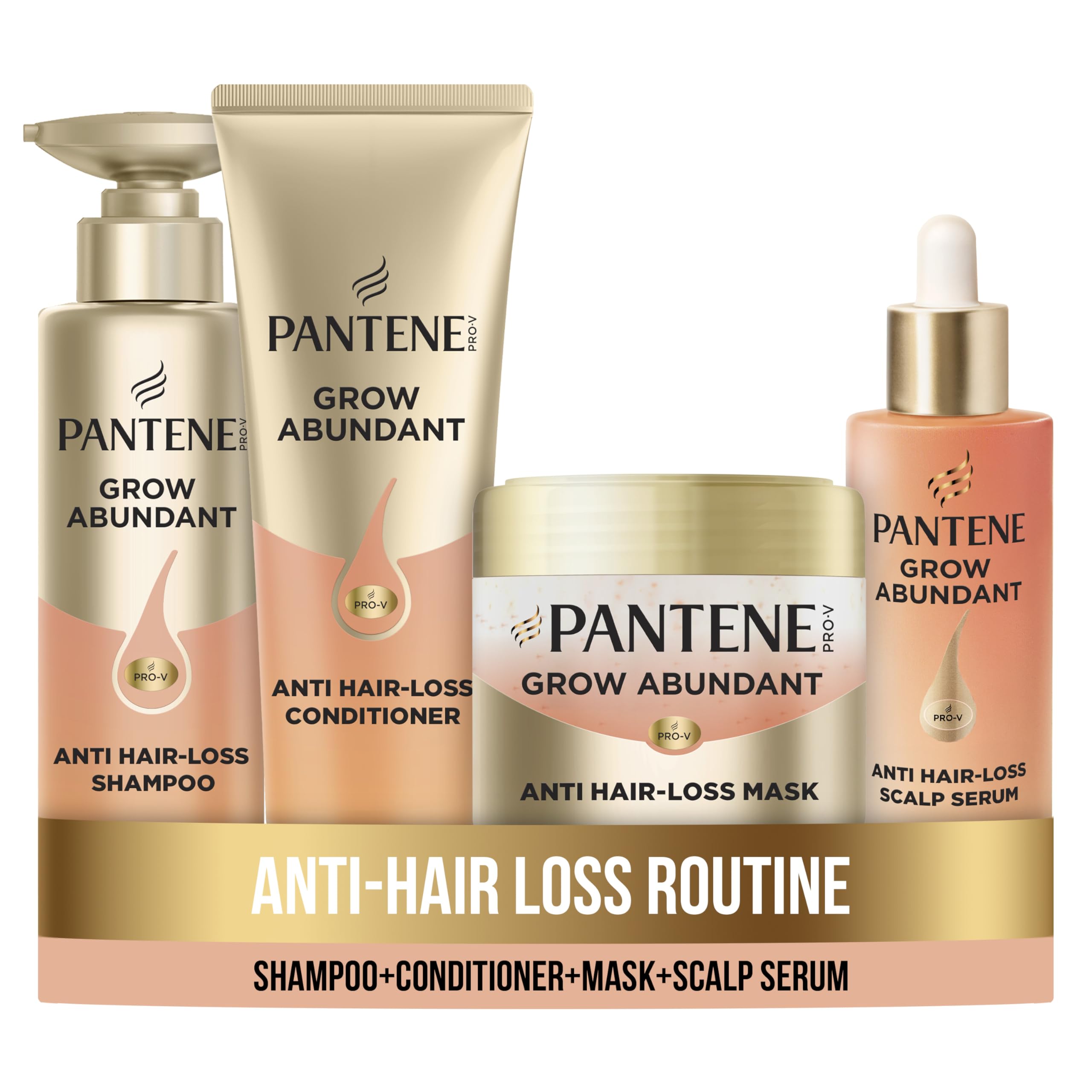 Pantene Grow Abundant Anti-Hair Loss Shampoo, Conditioner,Mask, Scalp Serum