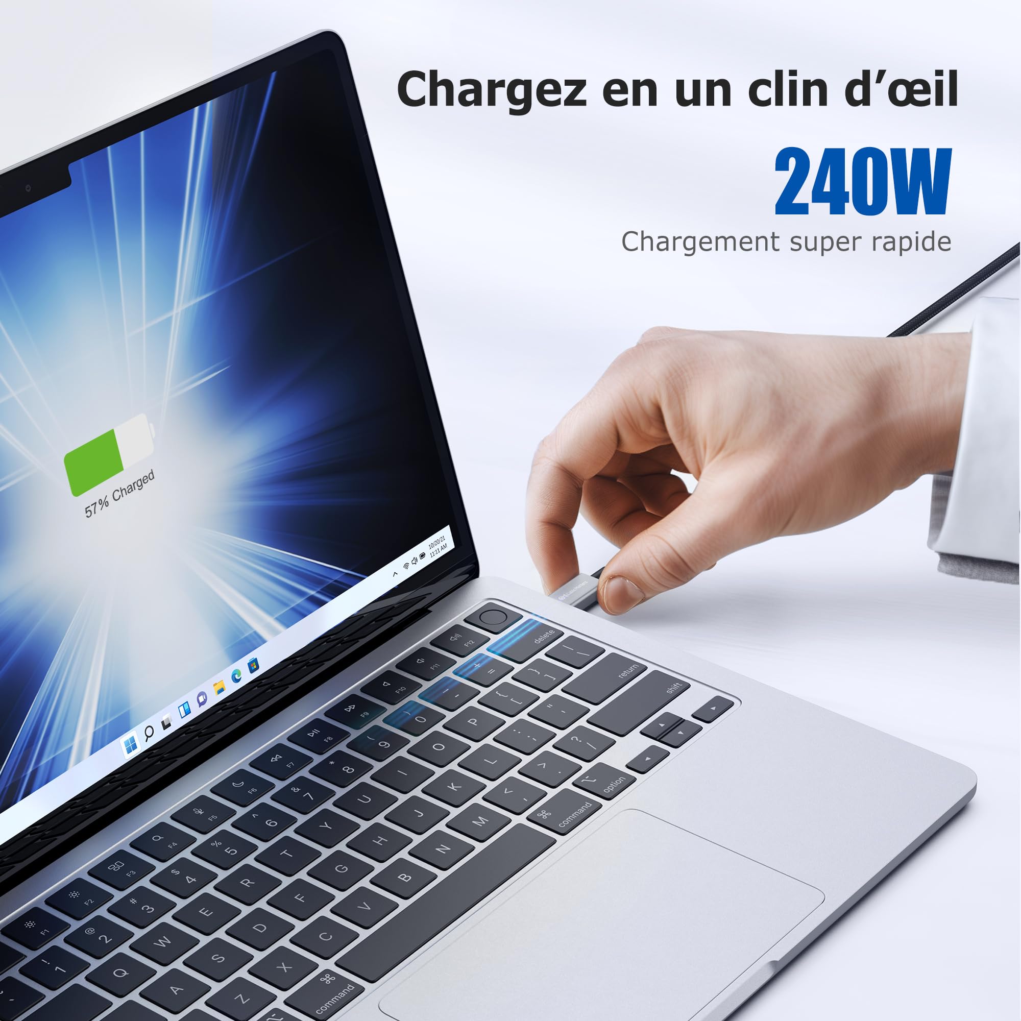 Cable Matters [Certifié Intel] Câble tressé Thunderbolt 5 80Gbps avec jusqu'à 120Gbps de bande passante et 240W de charge en noir - 1m, compatible avec Thunderbolt 4/3, USB4, et USB-C