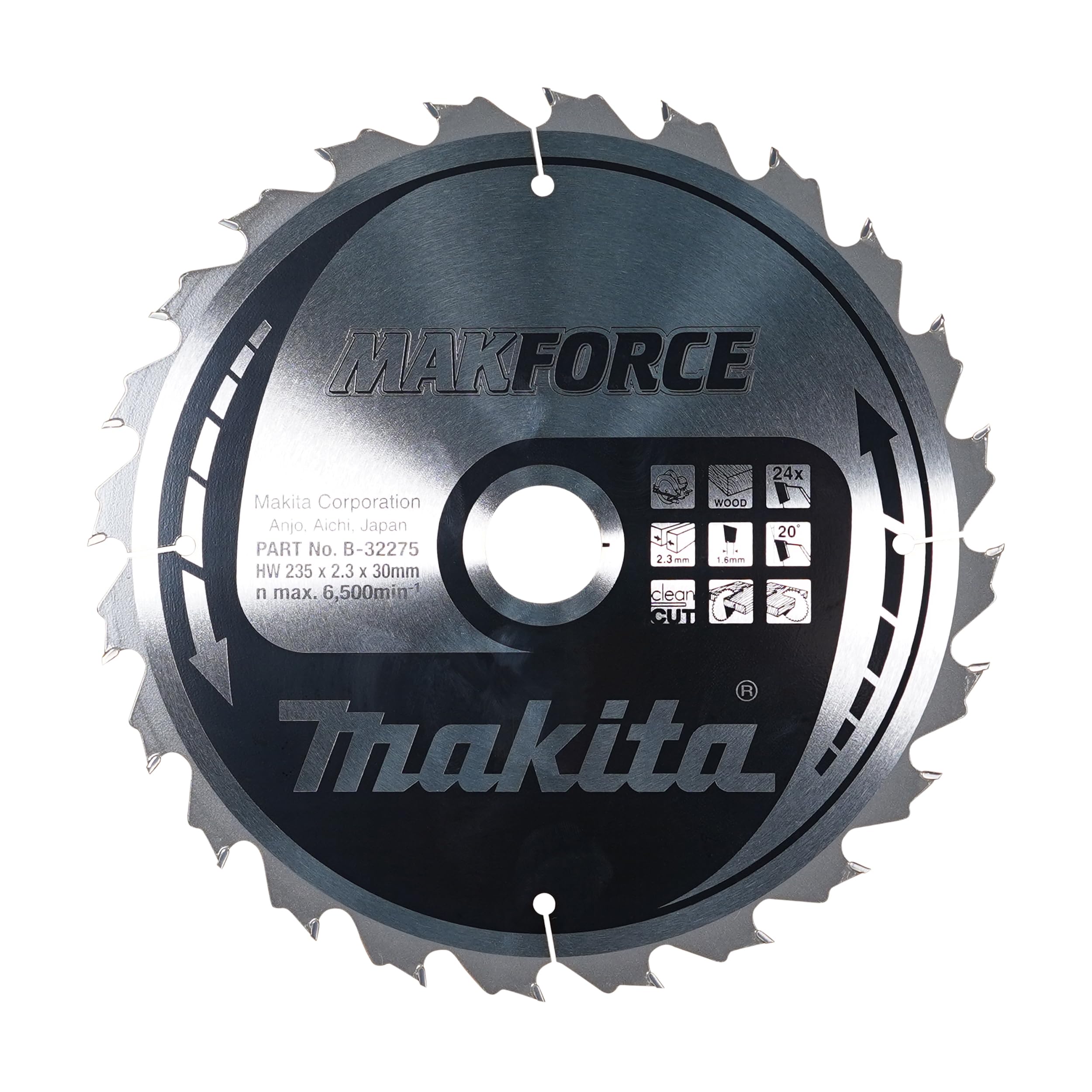 Makita Gray B-32275 Makforce Tct Saw Blade 235X30x24t