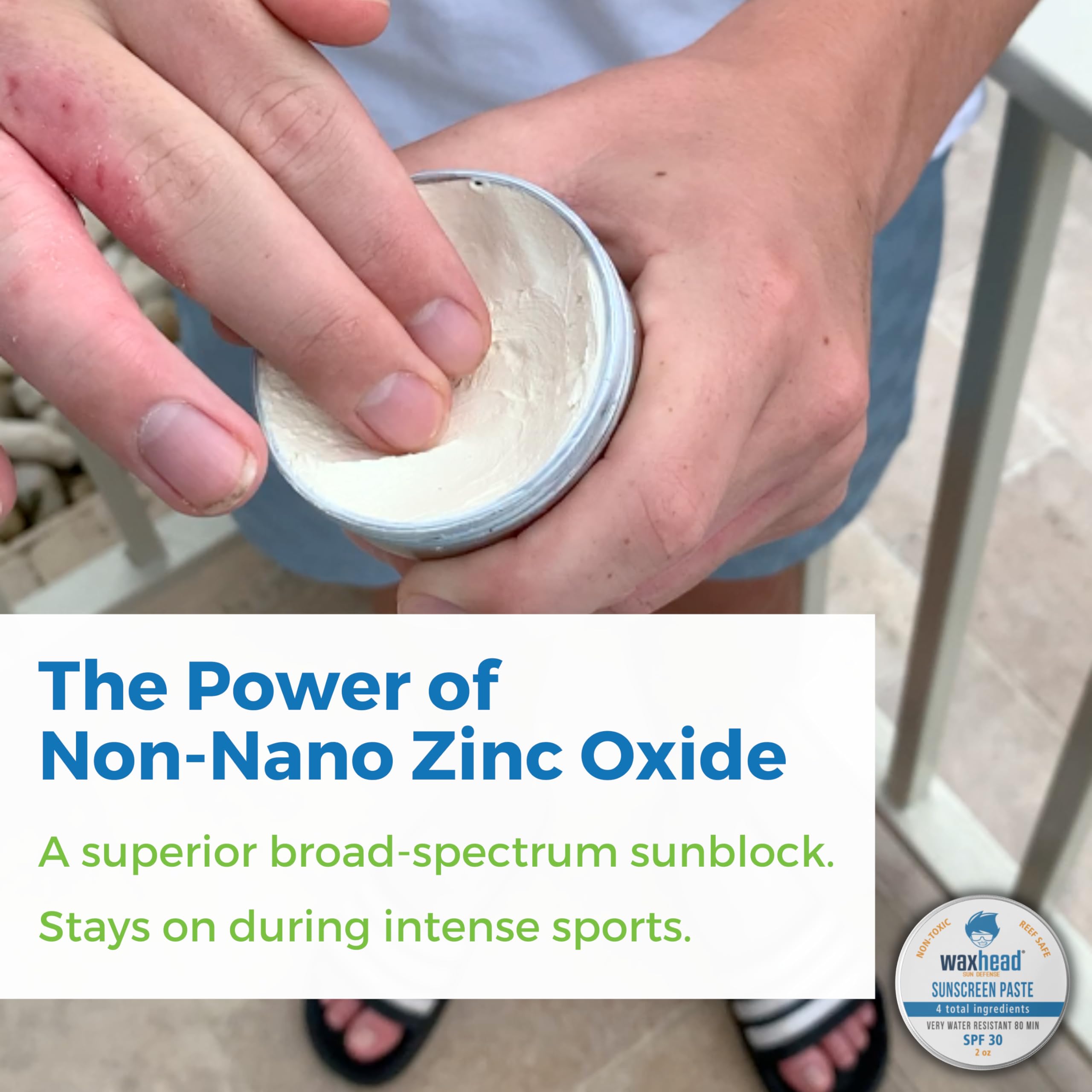 Waxhead - Protector solar de óxido de zinc para cara y nariz, seguro para piel sensible, SPF 30, protección física visible segura para arrecifes para piel propensa al acné, protector solar mineral 6