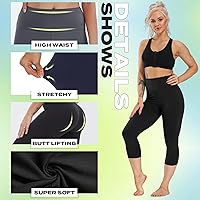 Vista 59 de NexiEpoch - Paquete de 4 leggings suaves para mujer, con bolsillos, control de abdomen y cintura alta, pantalones capri para yoga y ejercicio