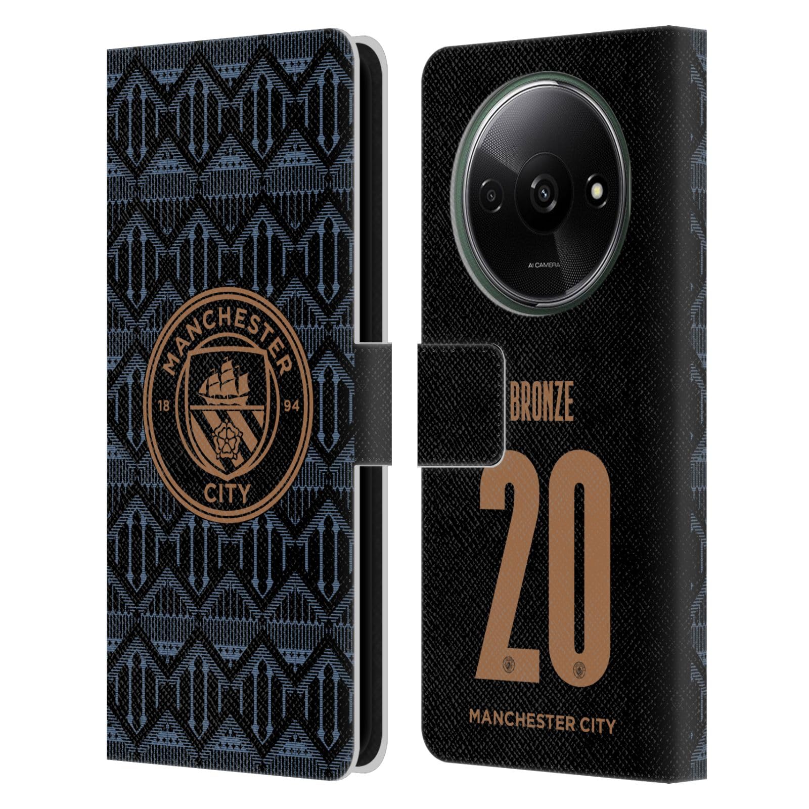 Head Case Designs Officially Licensed Manchester City Man City FC Lucy Bronze 2020/21 Women's Away Kit Group 2 Leather Book Wallet Case Cover Compatible with Xiaomi Redmi A3