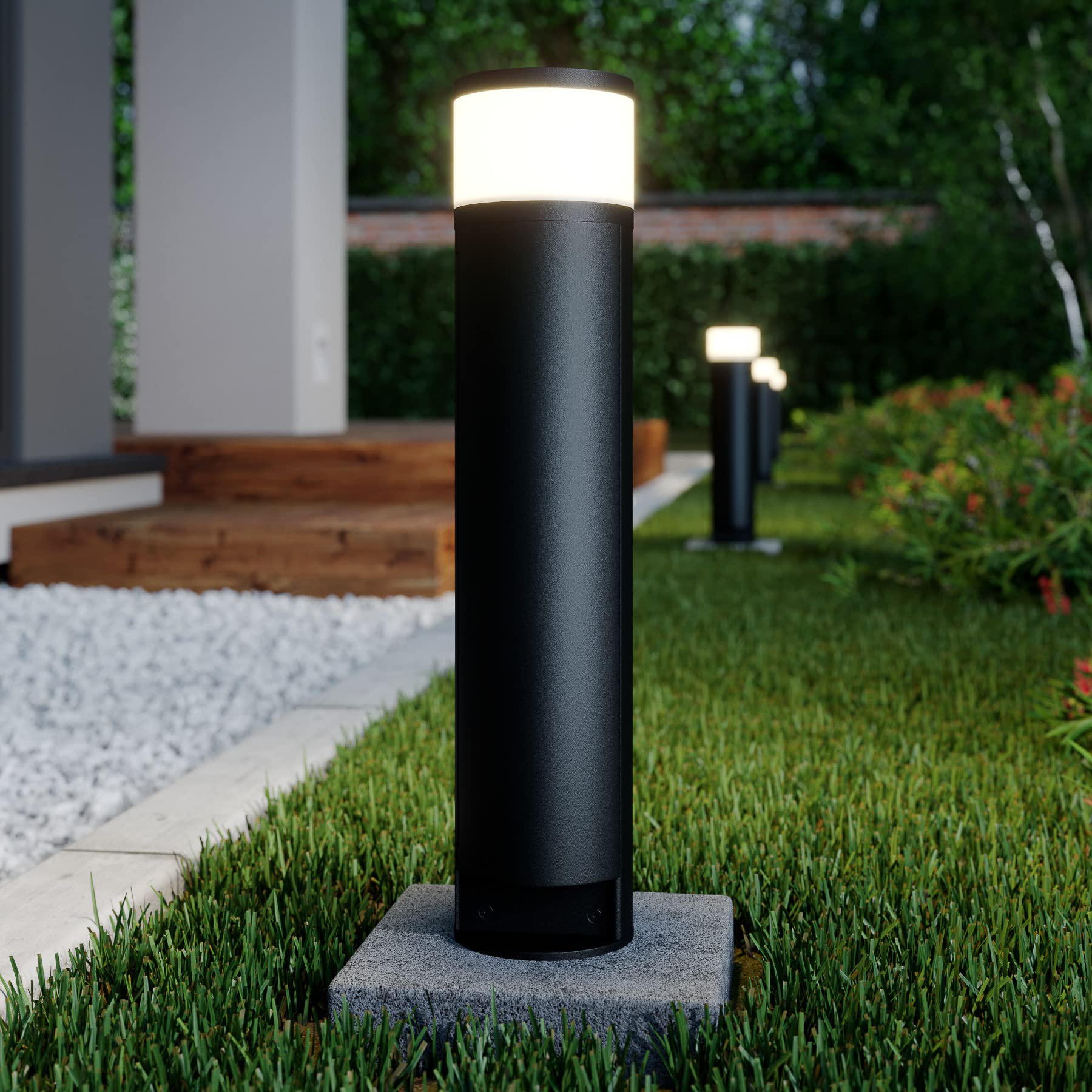 Lucande Wegeleuchte mit 2 Steckdosen, Außenleuchte Sockelleuchte 47,8 cm Gartenlampe IP44 Outdoor Steh Lampe 1x G9 ohne Leuchtmittel Stromsäule
