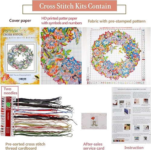 Miniatura 6 de ITSTITCH Kits de punto de cruz impreso, 11 quilates, 26 x 25 pulgadas, 100% algodón, regalo de vacaciones, kit de iniciación de bordado, patrones