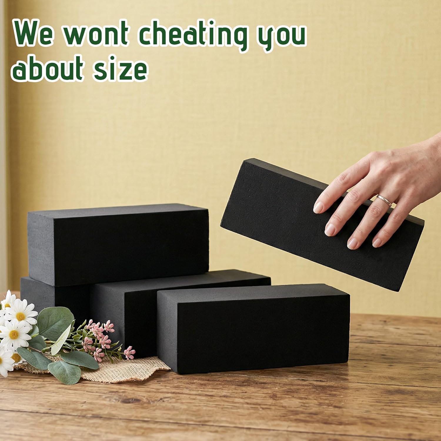 Max Shape Black Floral Foam Blocks for Artificial & Dried Flowers, Reusable Floral Foam Blocks, Water Resistant Flower Foam Blocks, Dry Floral Foams for Artificial Flowers (8, 9x2.99x2.99")