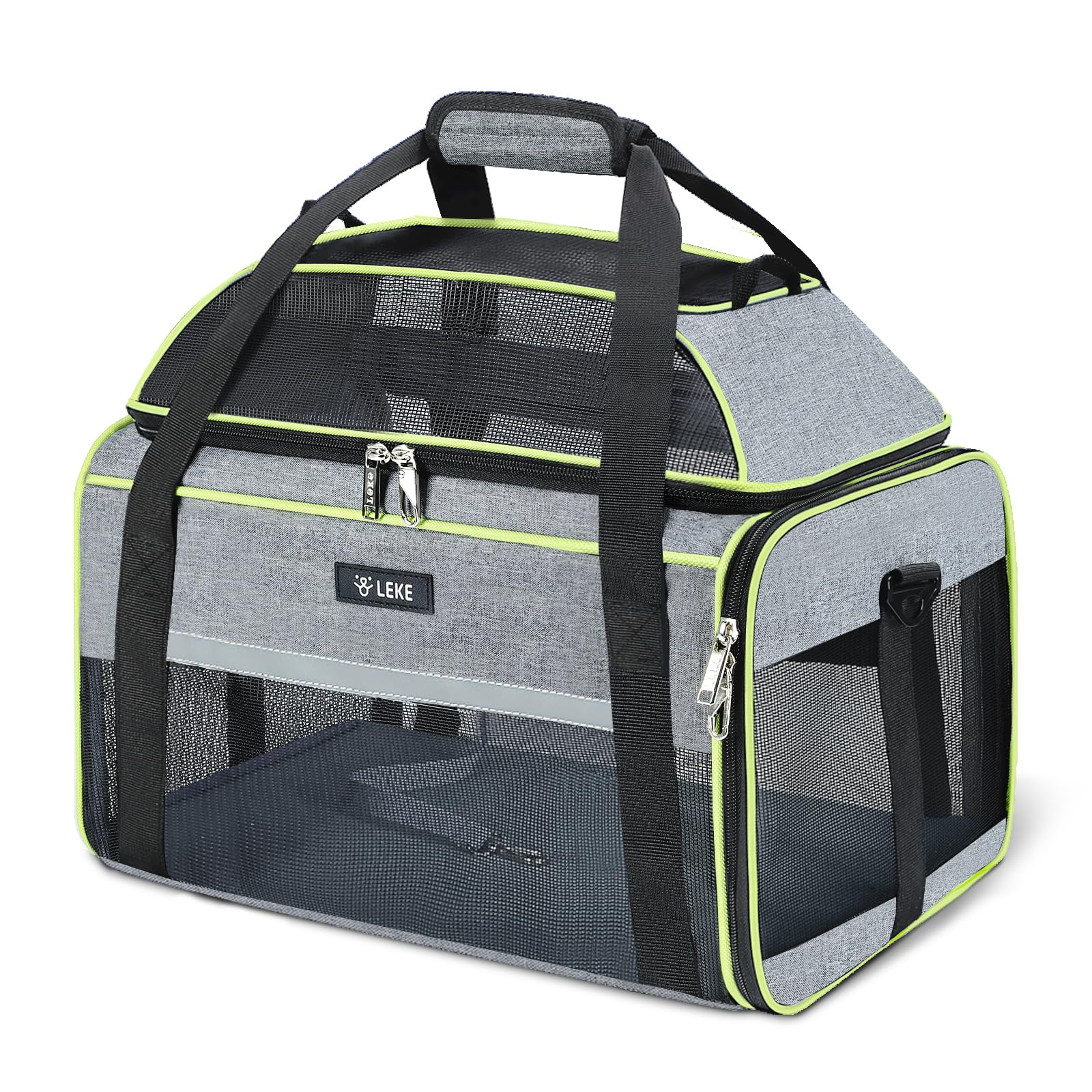 Transportin Gato, Bolsa de Transporte para Perros y Gatos, Transportin Perro de hasta 8kg, Caja de Transporte para Mascotas en el Coche o Tren, L, Gris