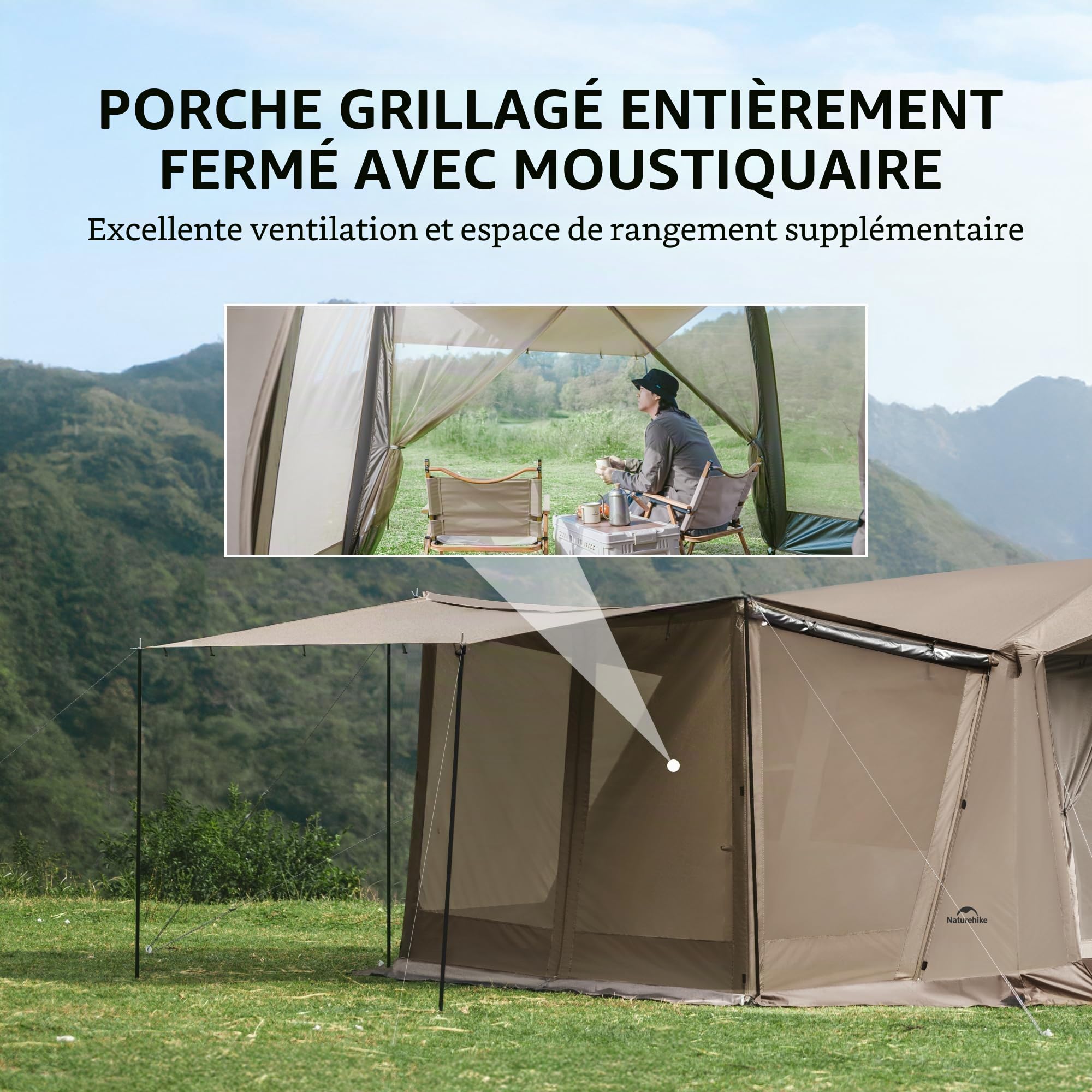 Naturehike Village 6.0/13.0/17.0 ㎡ Tente Familiale Pop Up Automatique de Camping pour 𝟒-𝟔 Personnes Grande Tunnel pour Les Voyages en Voiture Le Camping Les Fêtes en Plein Air