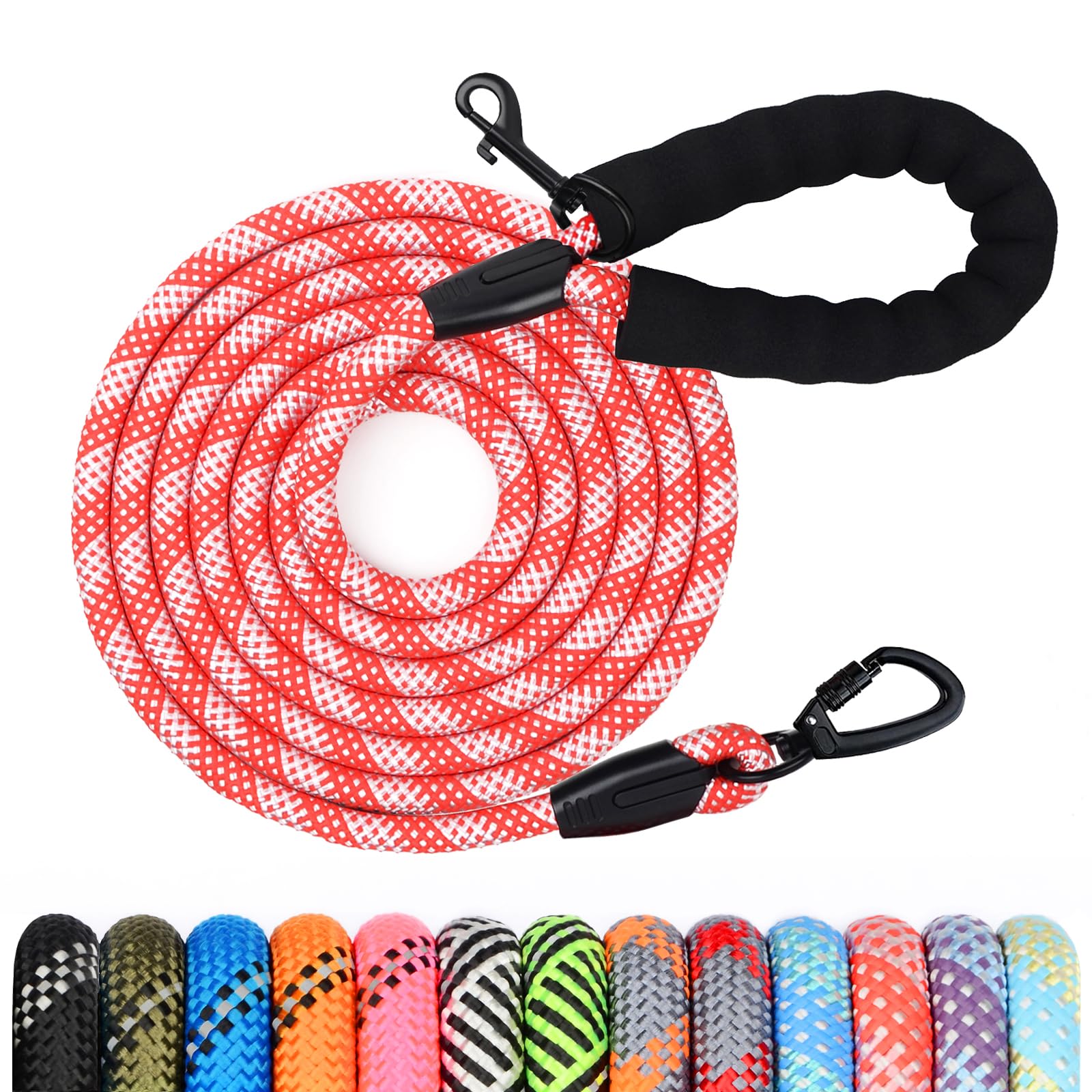 Guinzaglio per Cani, 1.2M 1.5M 2M 3M 5M 10M 20M 30M Lungo Nylon Guinzaglio Cani Resistente Leggero con Comoda Impugnatura, Riflettente Lunghina Cane, Adatto per Cuccioli, Piccoli, Medi e Grandi