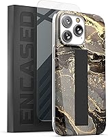 Vista 1 de ENCASED Funda con correa de bucle, compatible con iPhone 14 PRO MAX (2022) con protector de pantalla, mármol negro y dorado