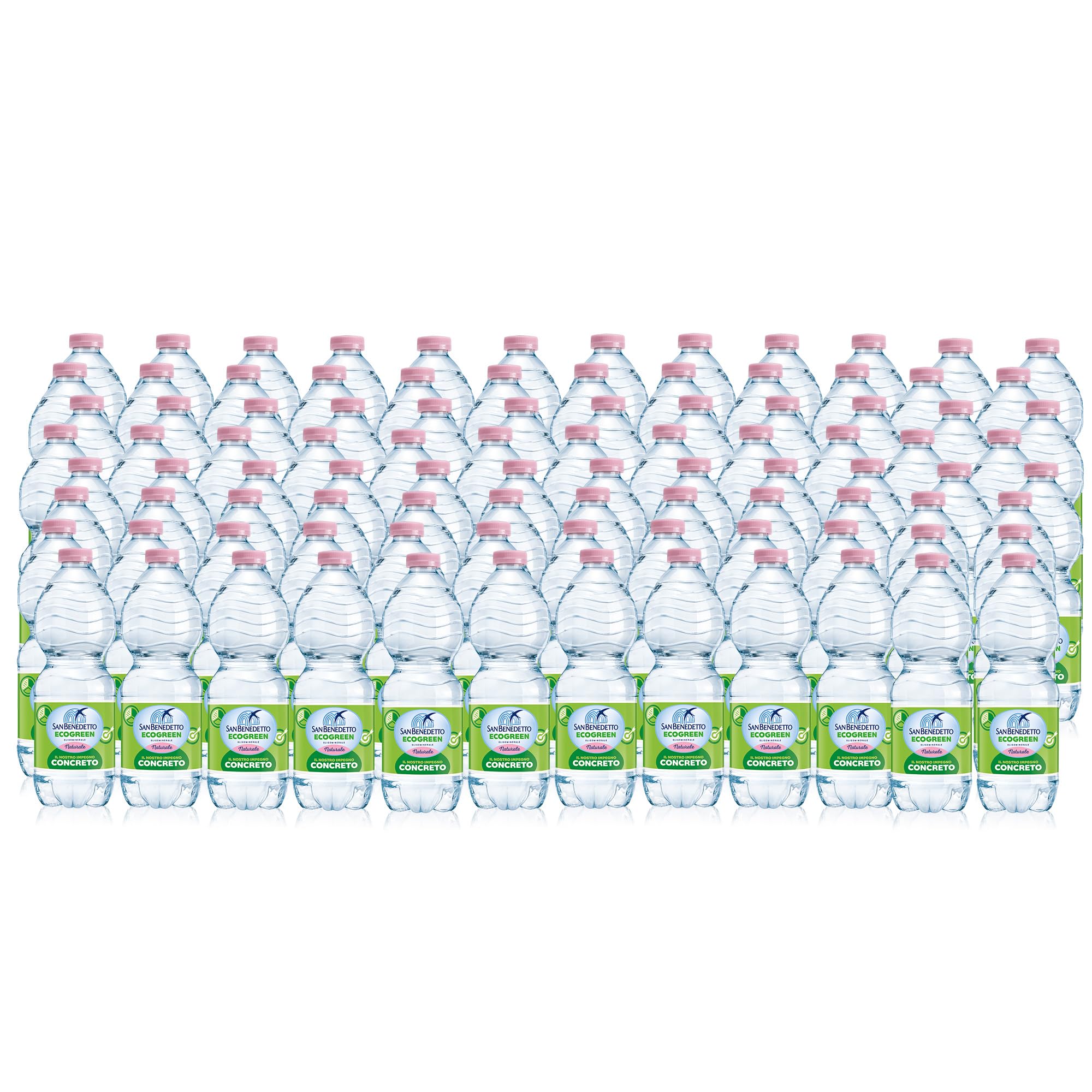 Acqua Minerale San Benedetto Ecogreen, 96 Bottiglie da 0,5L, Acqua Oligominerale Naturale, Dissetante e Pura, Fonte Benedicta