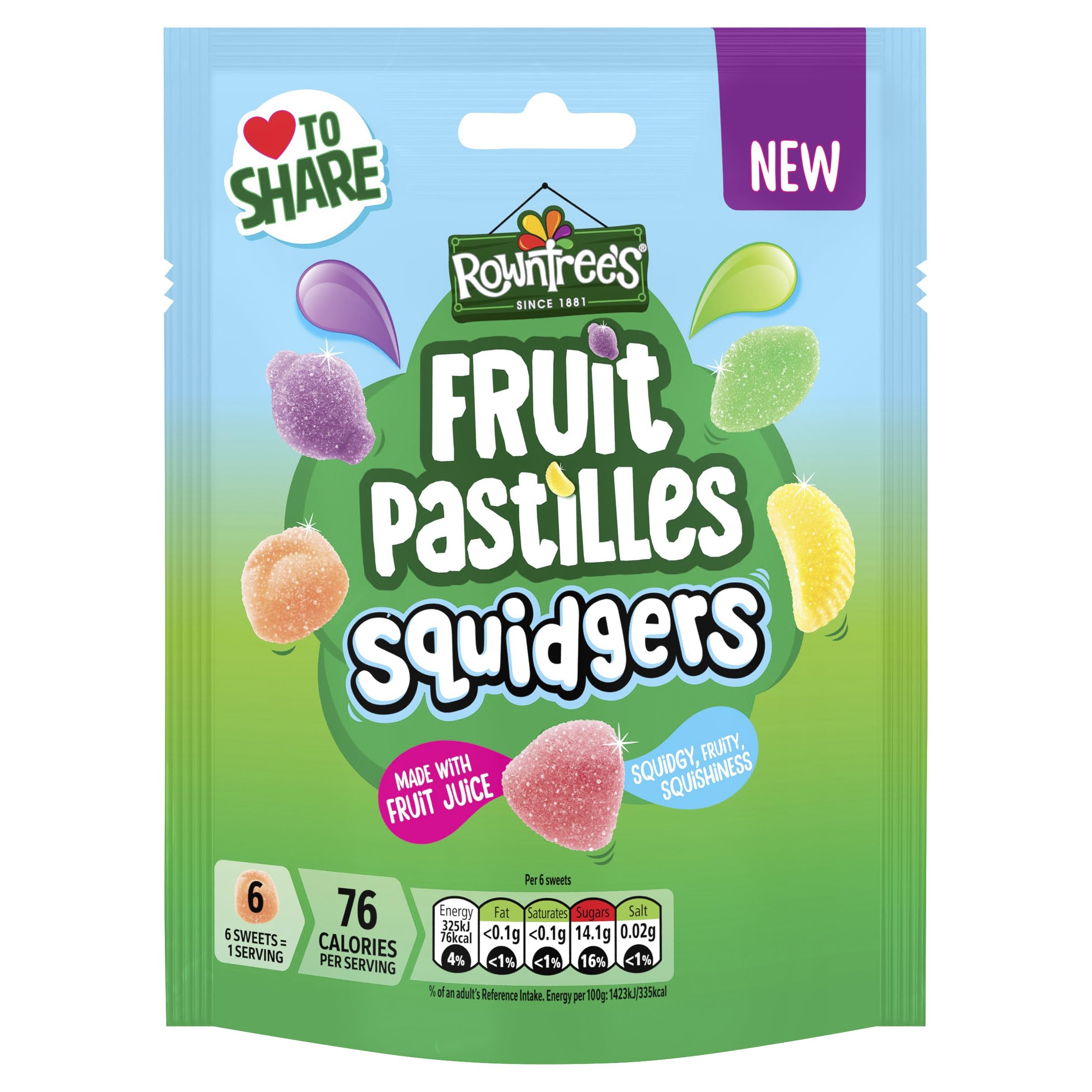 Rowntree's Fruit Pastilles Squidgers Sharing Bag 120g | Free Kunafa Pistachio Chocolate Bar, 20g By Decadent Foods-image-8