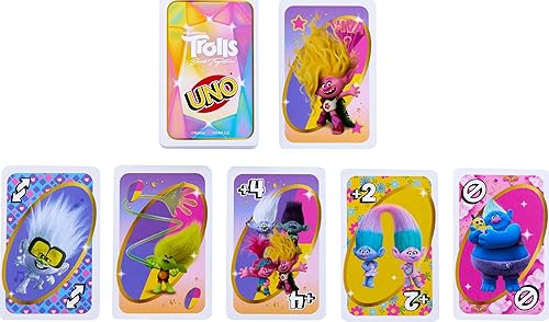Miniatura 6 de Mattel Games UNO Trolls 3 Juego de cartas Band Together para niños, adultos y noche de juegos con personajes de Trolls y regla especial