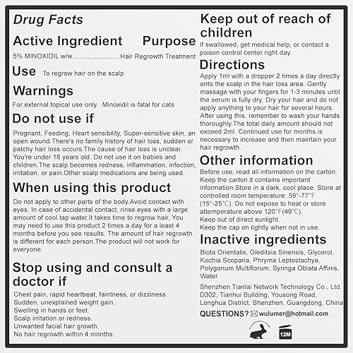 Miniatura 8 de Suero para el crecimiento del cabello, 5% mininoxidil para hombres y mujeres, minoxidil 5 por ciento, tratamiento de crecimiento del cabello para