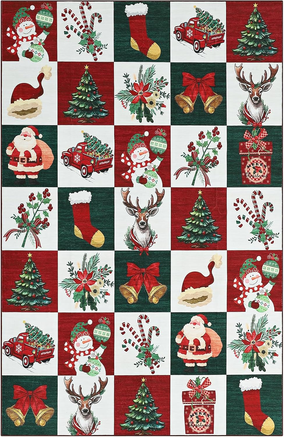 Christmas Rugs for Bedroom,3 x 5 mas Style Prints Washable Rugs for Living Room,Holiday Decor Area Rugs for Kitchen Rug Non Slip Throw Carpet for Coffee Table Nursery Playroom