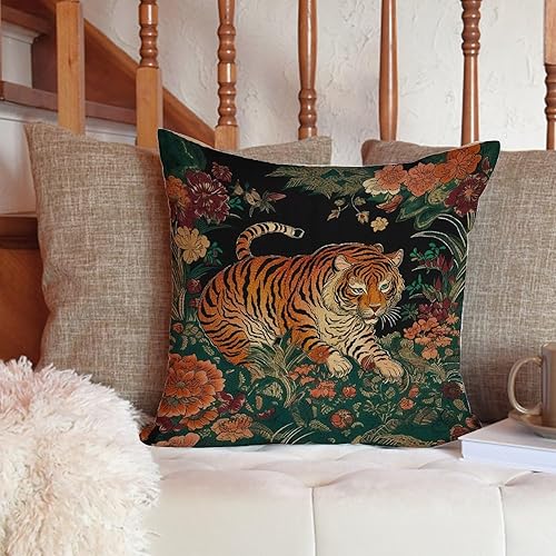 Vista 398 de ArogGeld Chinoiserie - Funda de cojín con estampado de leopardo y guepardo fucsia, con manchas de animales de vaca, color rosa oscuro, decoración