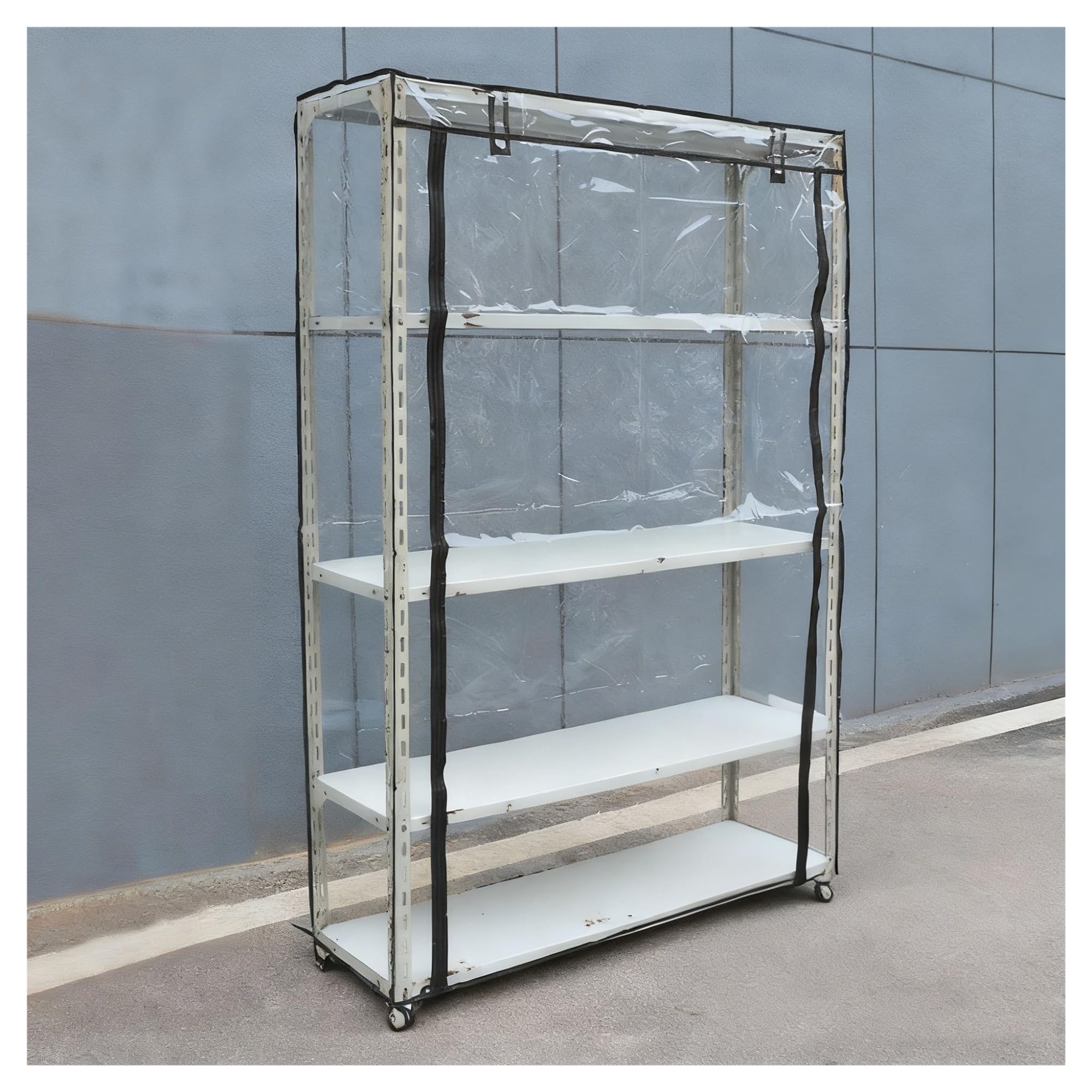 Housses De Protection pour éTagèRes MéTalliques Protege Etagere Vinyle Transparent Rangement Tissu Anti-poussière résistant à l'humidité(90x40x180cm)