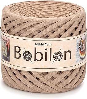 T-Shirt Yarn Fettuccini Zpagetti Style, 7-9 mm Tshirt Yarn for Crocheting, Knitting Yarn Ball, T Yarn Organic, Macrame T-Yarn, Ribbon Yarn 100% Cotton Fabric, Jersey Yarn Caramel