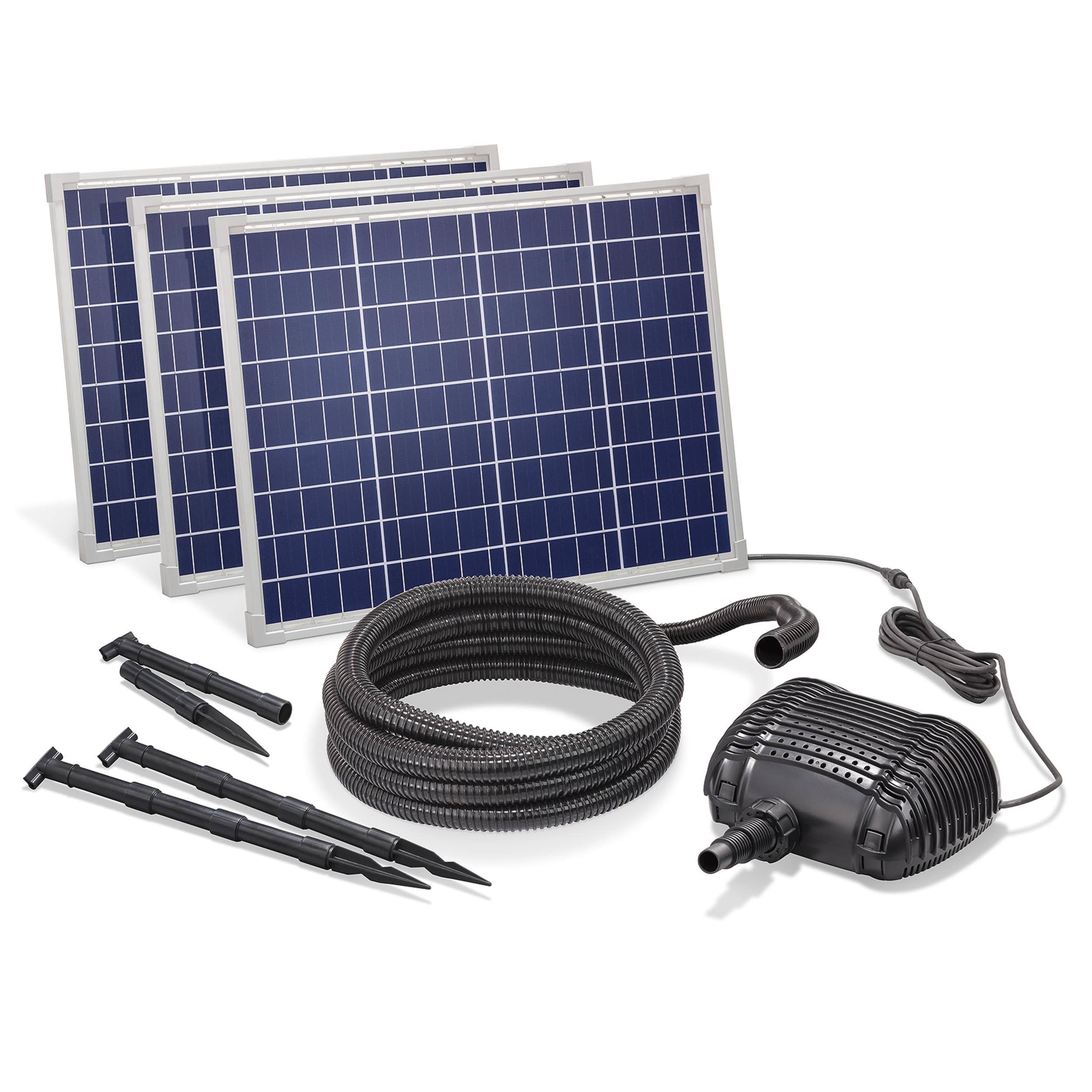 Esotec Solar Bachlaufpumpe 5000 l/h mit 3x50W Solarmodul – Wasserfall Pumpe für Gartenteich, Bachlauf & Quellstein – Direktbetrieb 101972