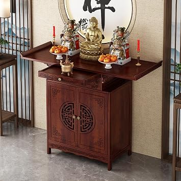 Chinese Cabinet Pedestal Offering Table for Living Room,Personal Meditation Altar Cabinet with Storage,Personal Shrine Altar Table Buddha Niche100x40x100cm/39.4x15.7x39.4in