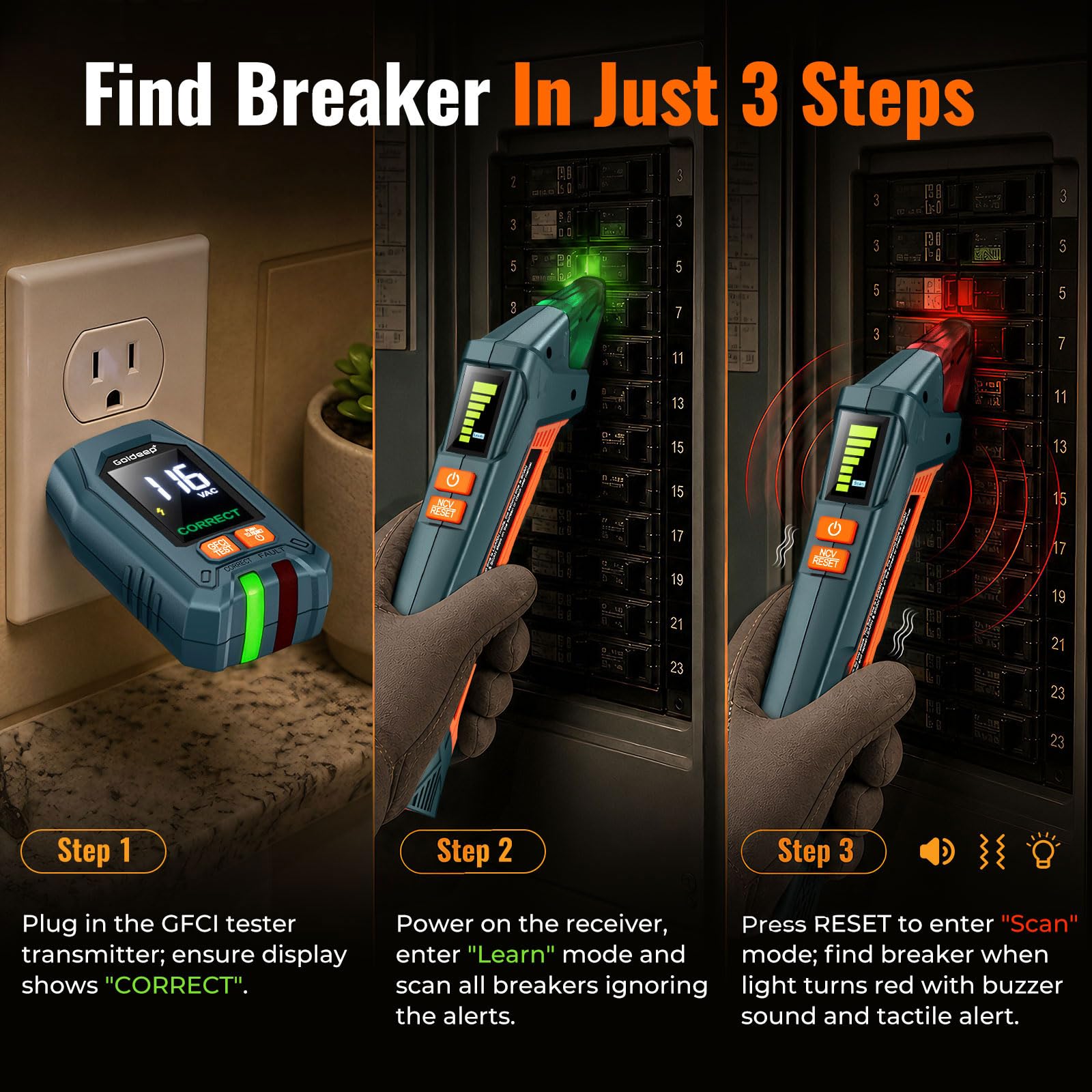 Goldeep Circuit Breaker Finder - GFCI Tester -5