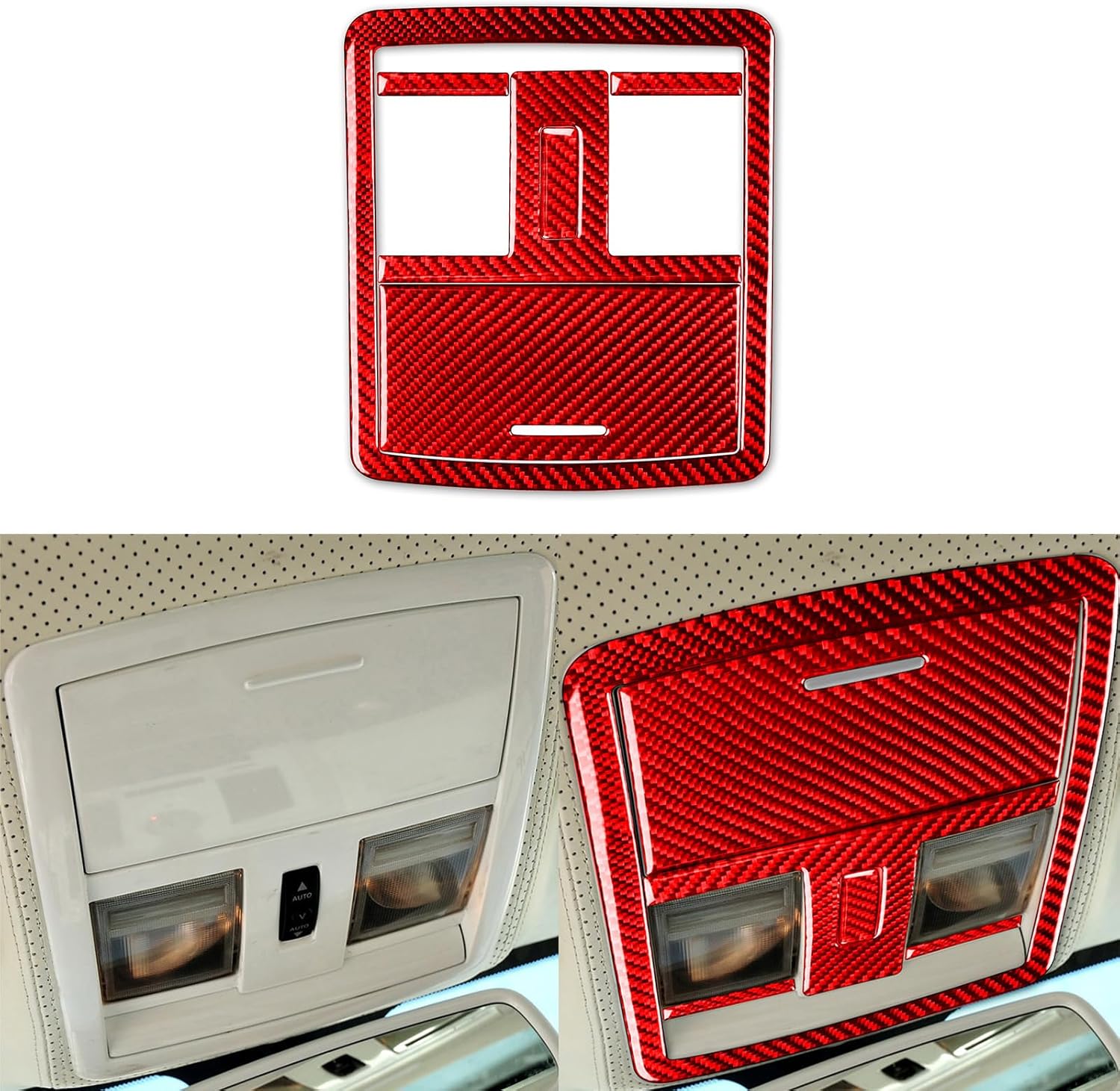 Generic Real Premium Carbon Fiber Decals Compatible with Chrysler 300 300C 2005 2006 2007 Car Dome Roof Control Panel Frame Sticker Auto Interior Accessories Decoration Red, CR3C0507