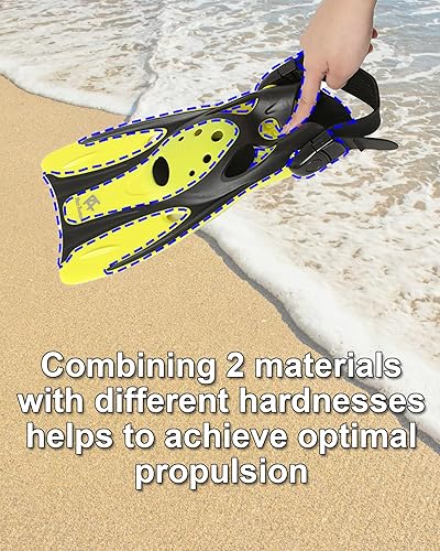 Miniatura 5 de Reef Tourer RF0106P - Aletas de esnórquel para niños y adultos, tacón abierto ajustable, aletas compactas de esnórquel de hoja corta, tamaño de viaje