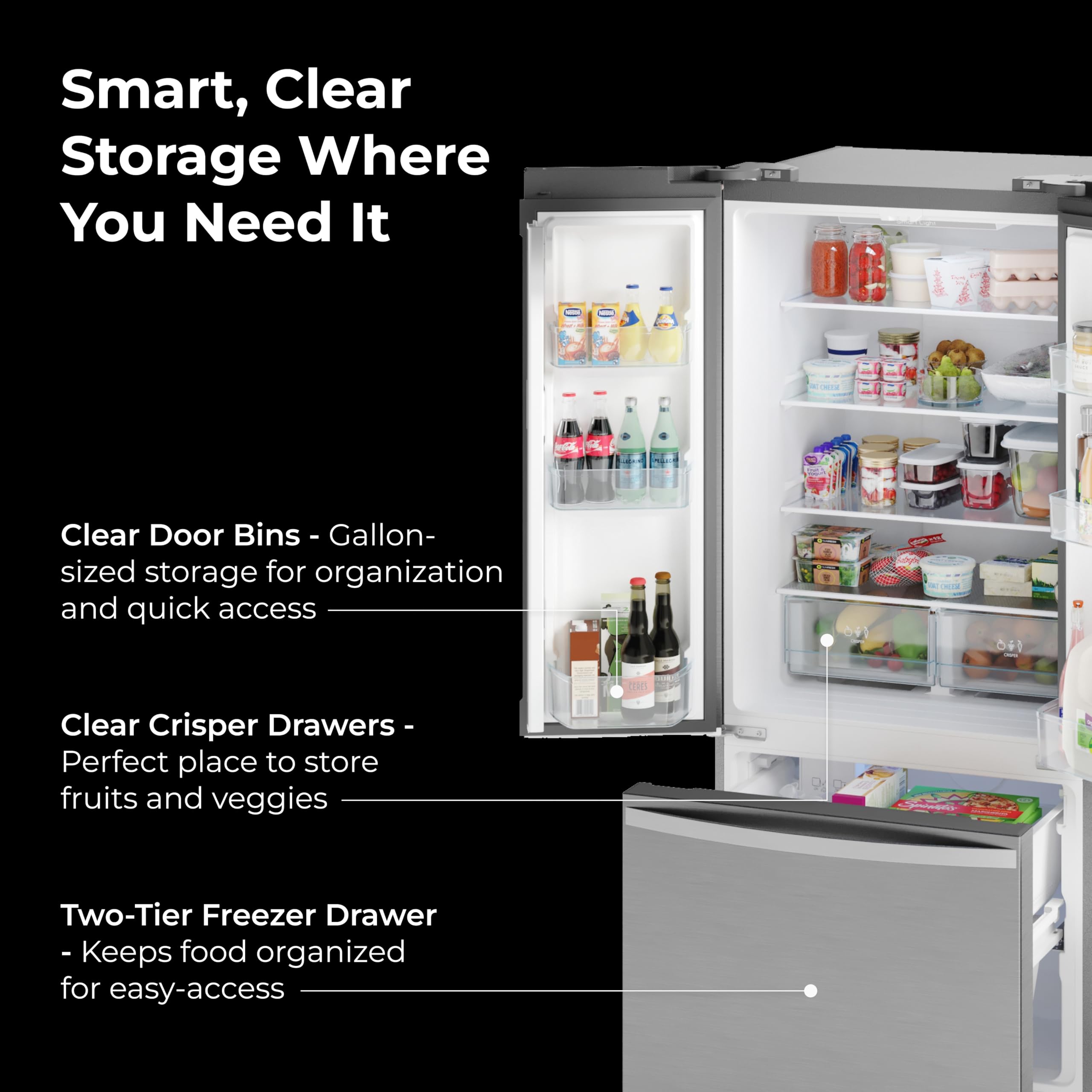 Kenmore 4675525 30' French Door Refrigerator With Freezer - Accela Chill, Ice Maker, Adjustable Glass Shelves, Energy Star Certified, 17.5 Cu. Ft. Capacity - Fingerprint Resistant Stainless Steel on Fridge.com - View 5